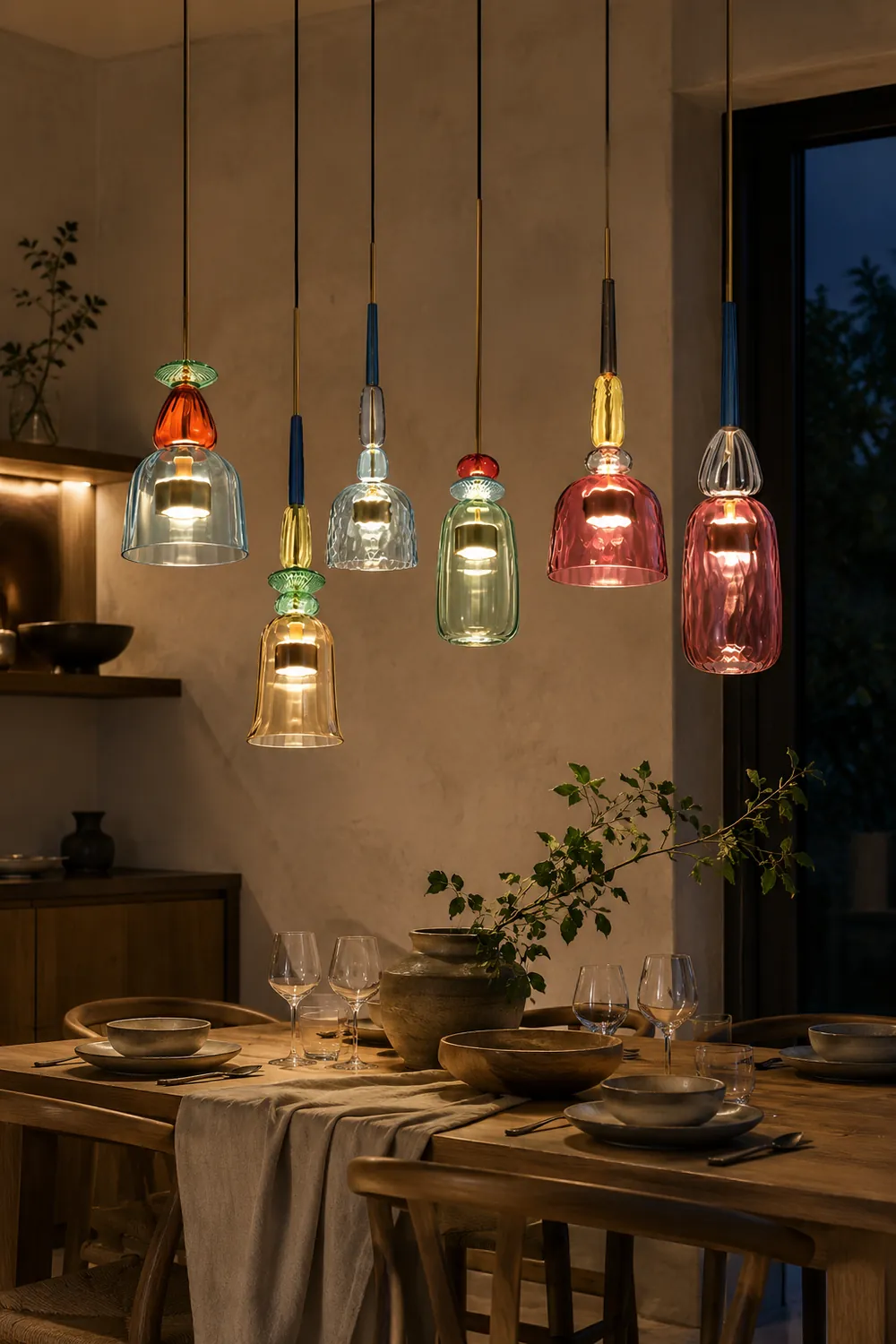 Hailie Modern Cup Glass Pendant Light, Colorful Bedroom, Living Room - Lumpaz