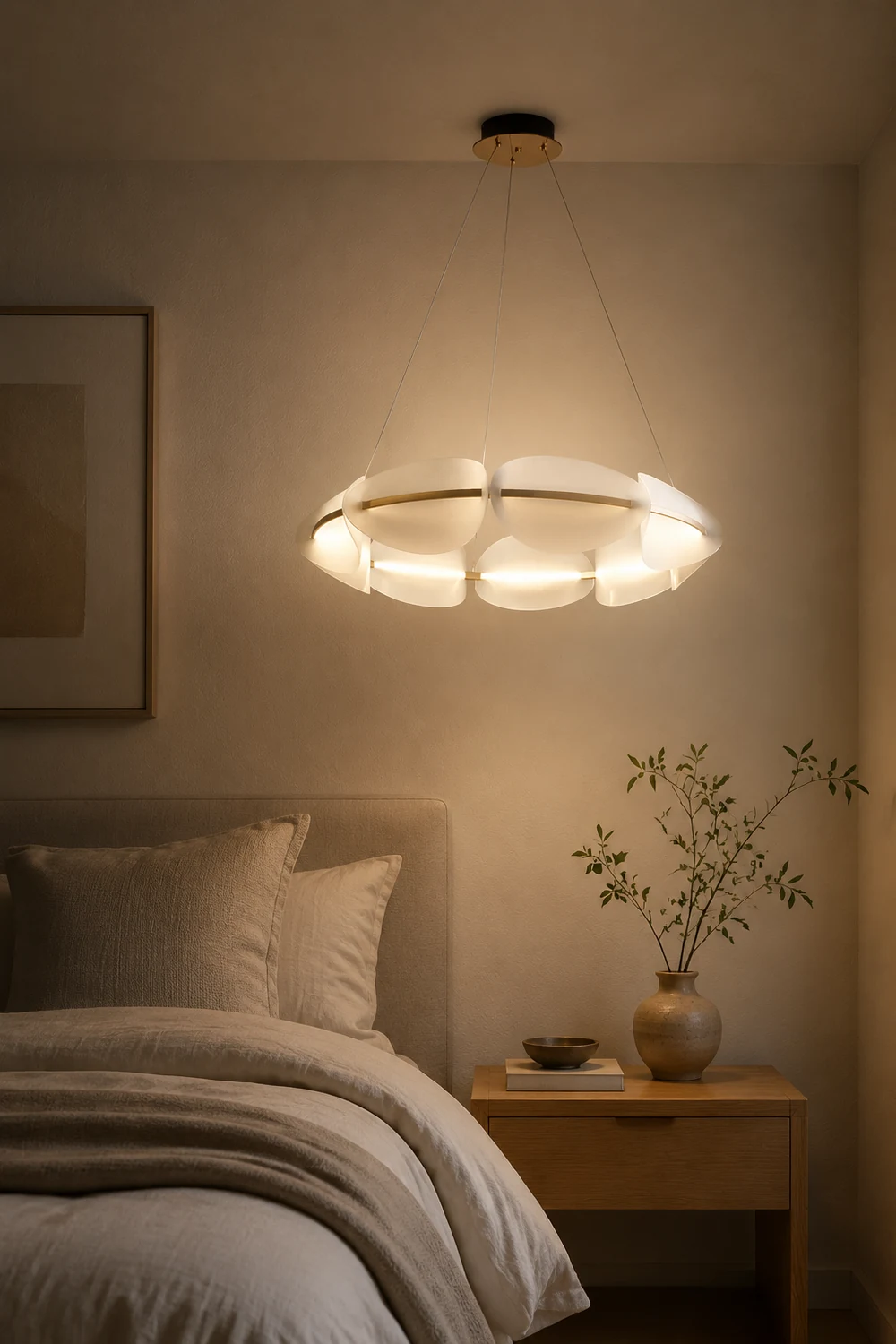 Bella Modern Ring Metal Pendant Light, White - Lumpaz