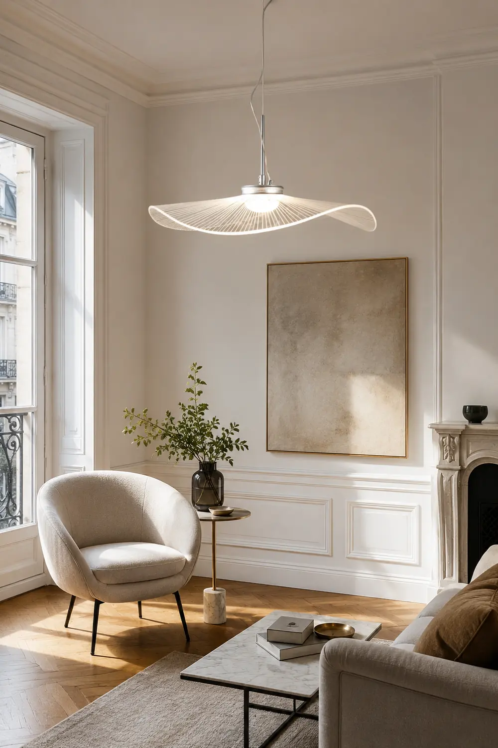Carins Designer Lotus Leaf Shaped Metal Pendant Light,White - Lumpaz