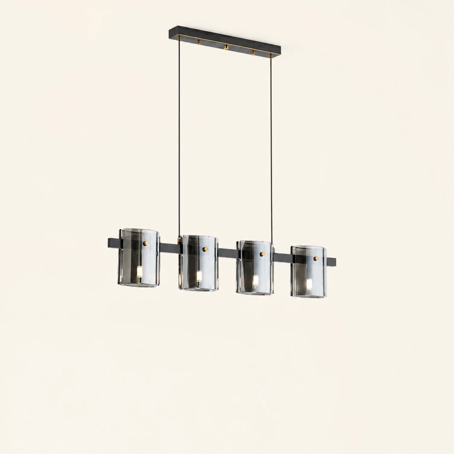 Evette Minimalist Linear Metal Pendant Light, Black/Gold - Lumpaz