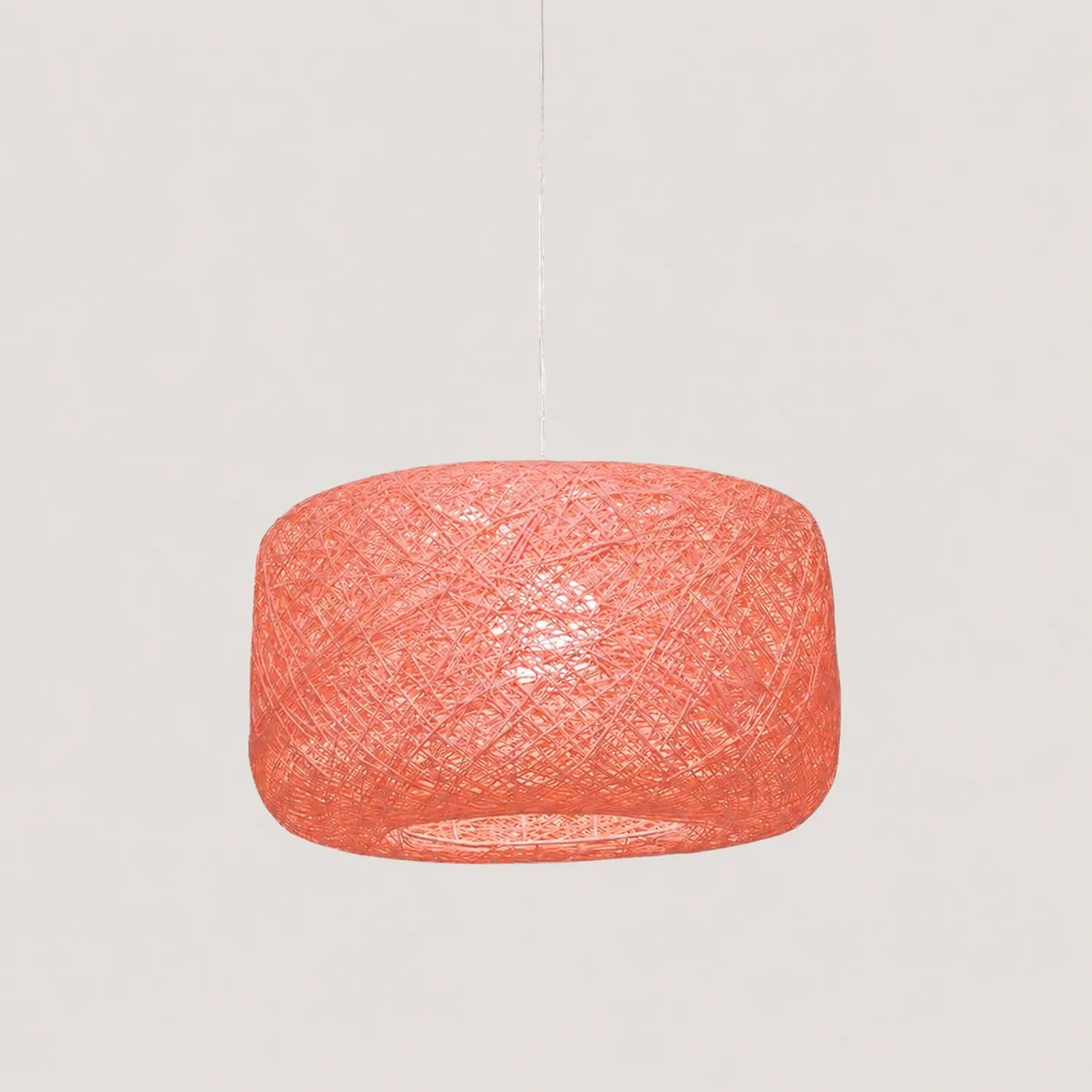 Natural Cylindrical Lantern Rattan Pendant Light, Hallway - Lumpaz