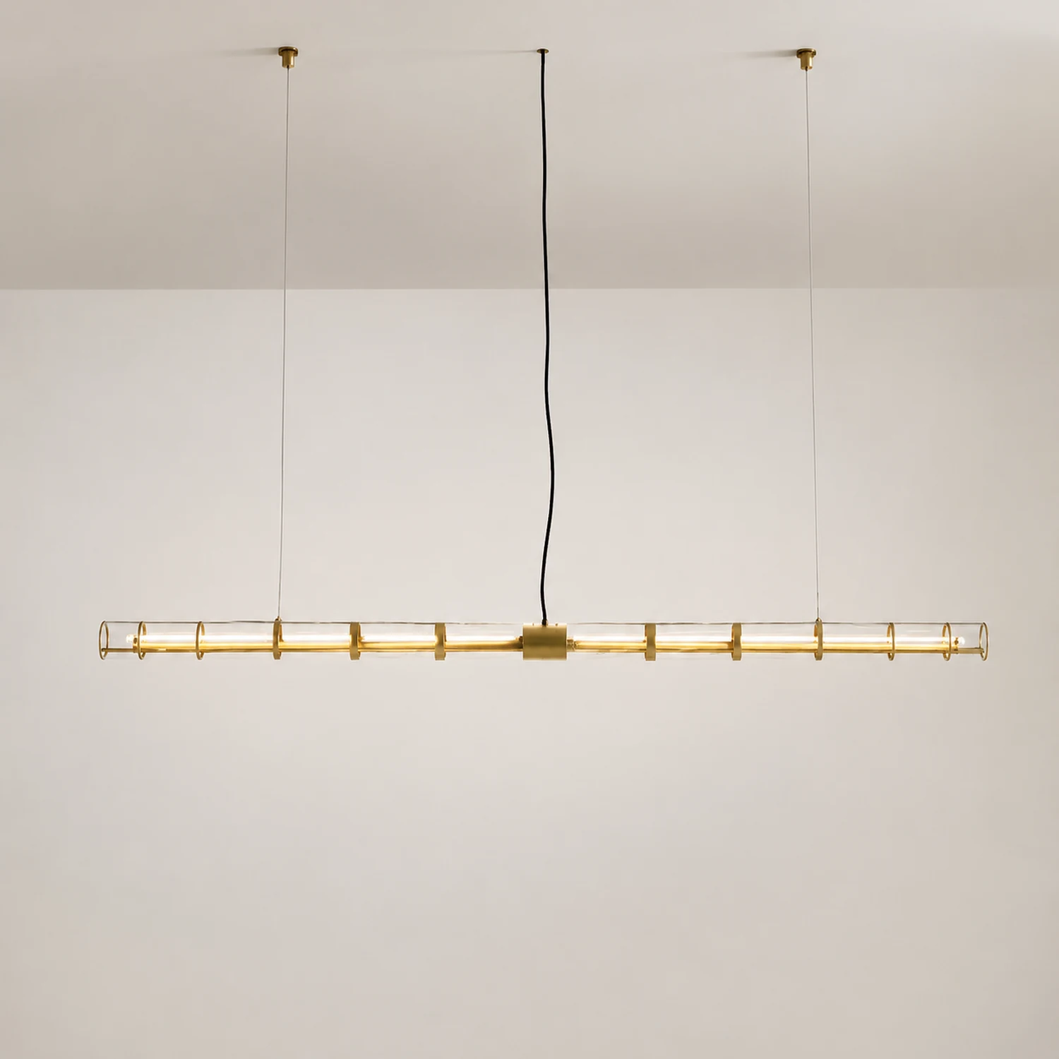 Edge Modern Minimalist Linear Metal/Glass Pendant Light, Gold - Lumpaz