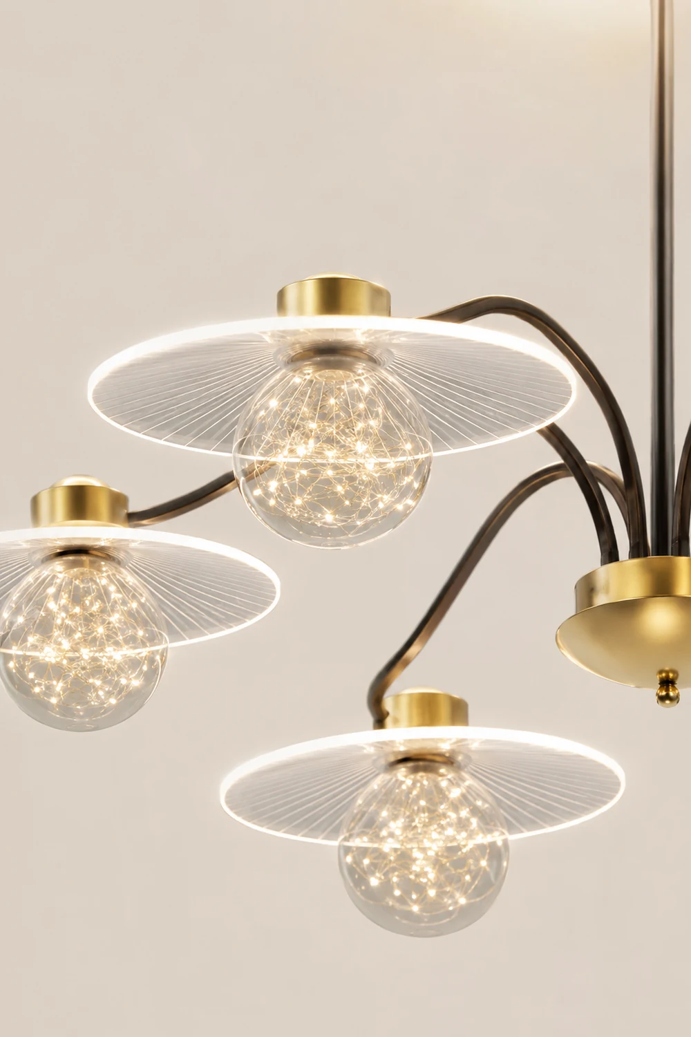 Carins Modern Blown Metal Pendant Light, Gold, Metal/Acrylic/Glass - Lumpaz