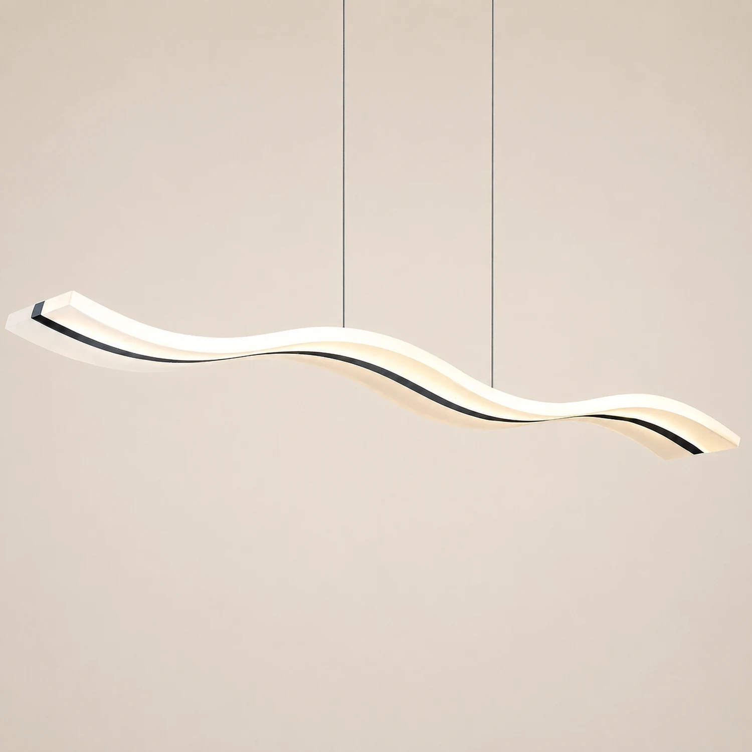 Modern Nordic Acrylic Wave Pendant Light, Black/White - Lumpaz