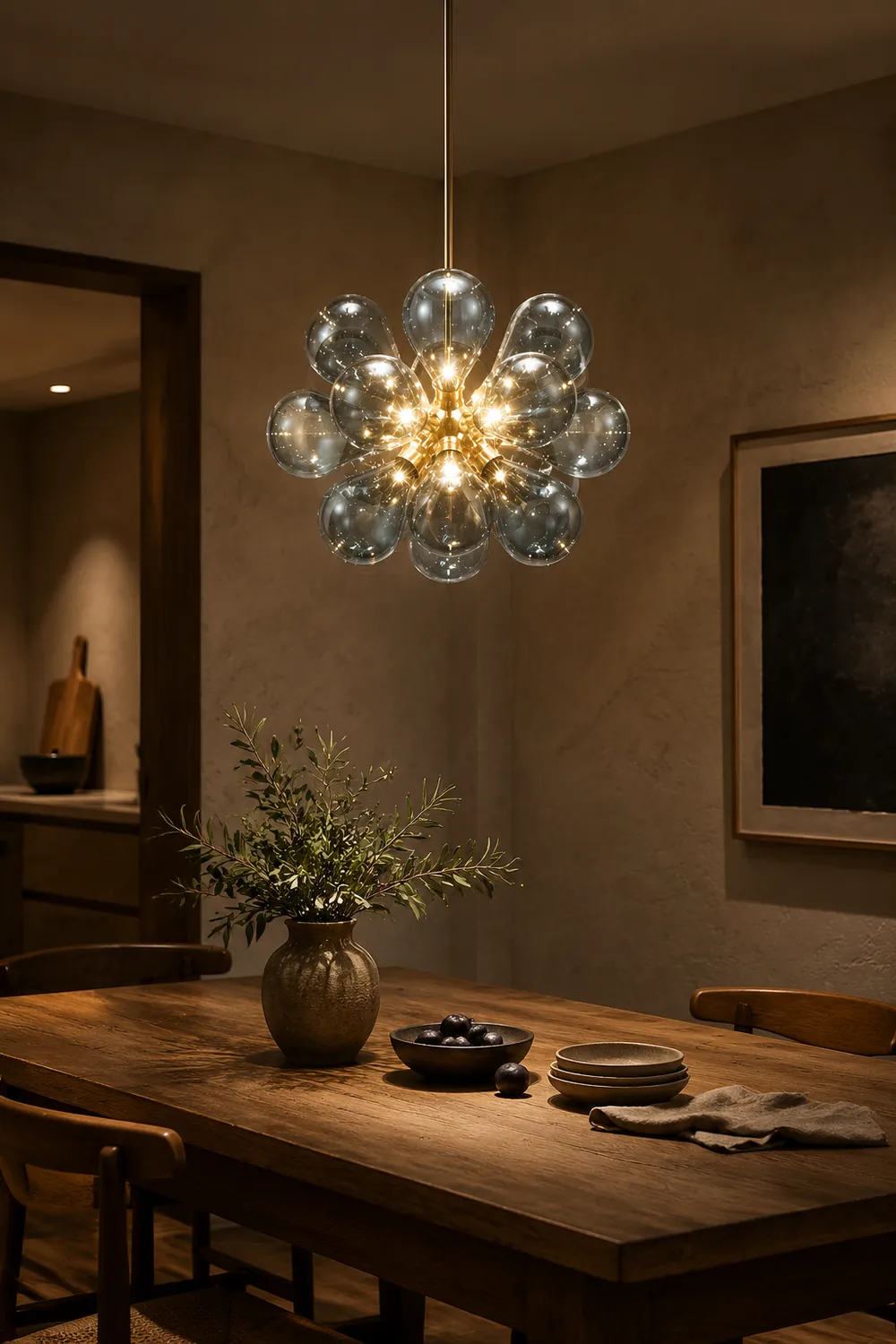 Valentina Glass Bubble Pendant Light for Kitchen Island, Blue/White/Purple - Lumpaz
