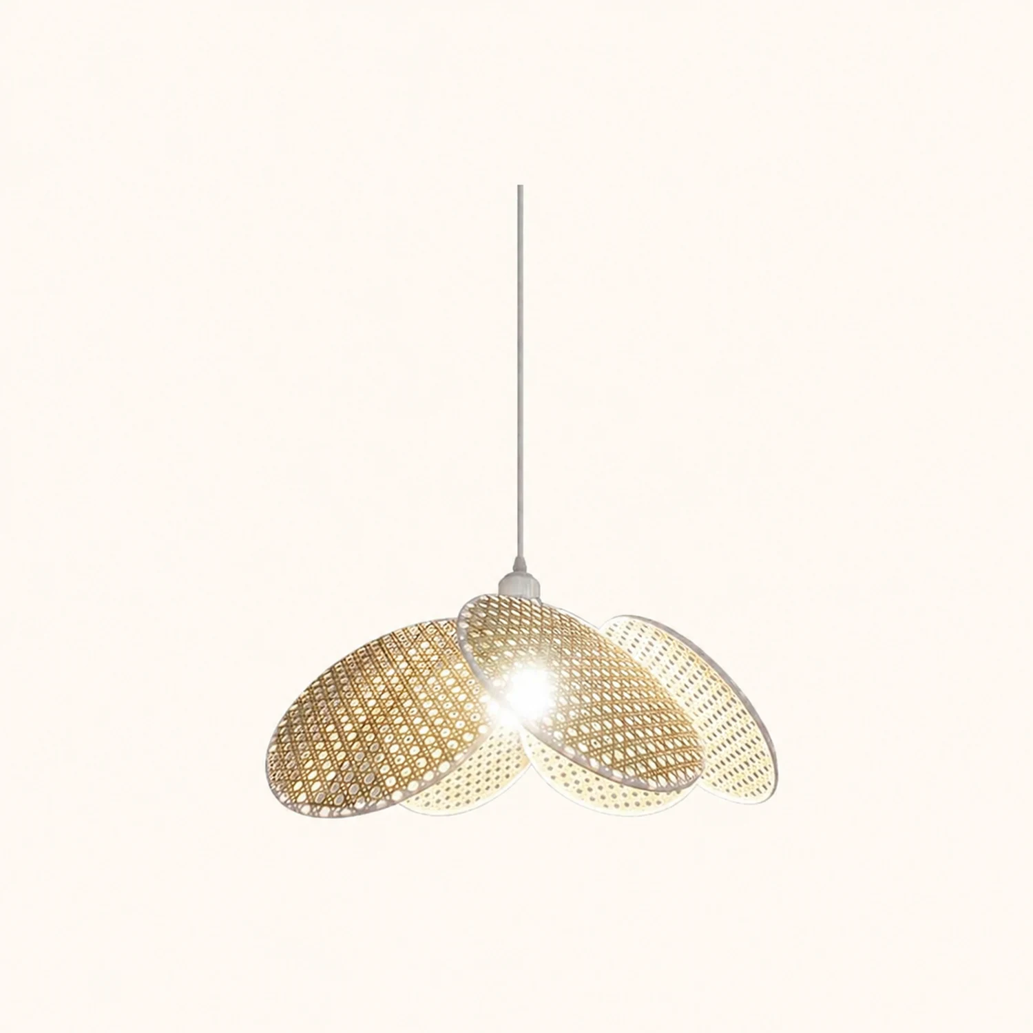 Ritta Willow Weave  Rattan Pendant Light, Black/White - Lumpaz