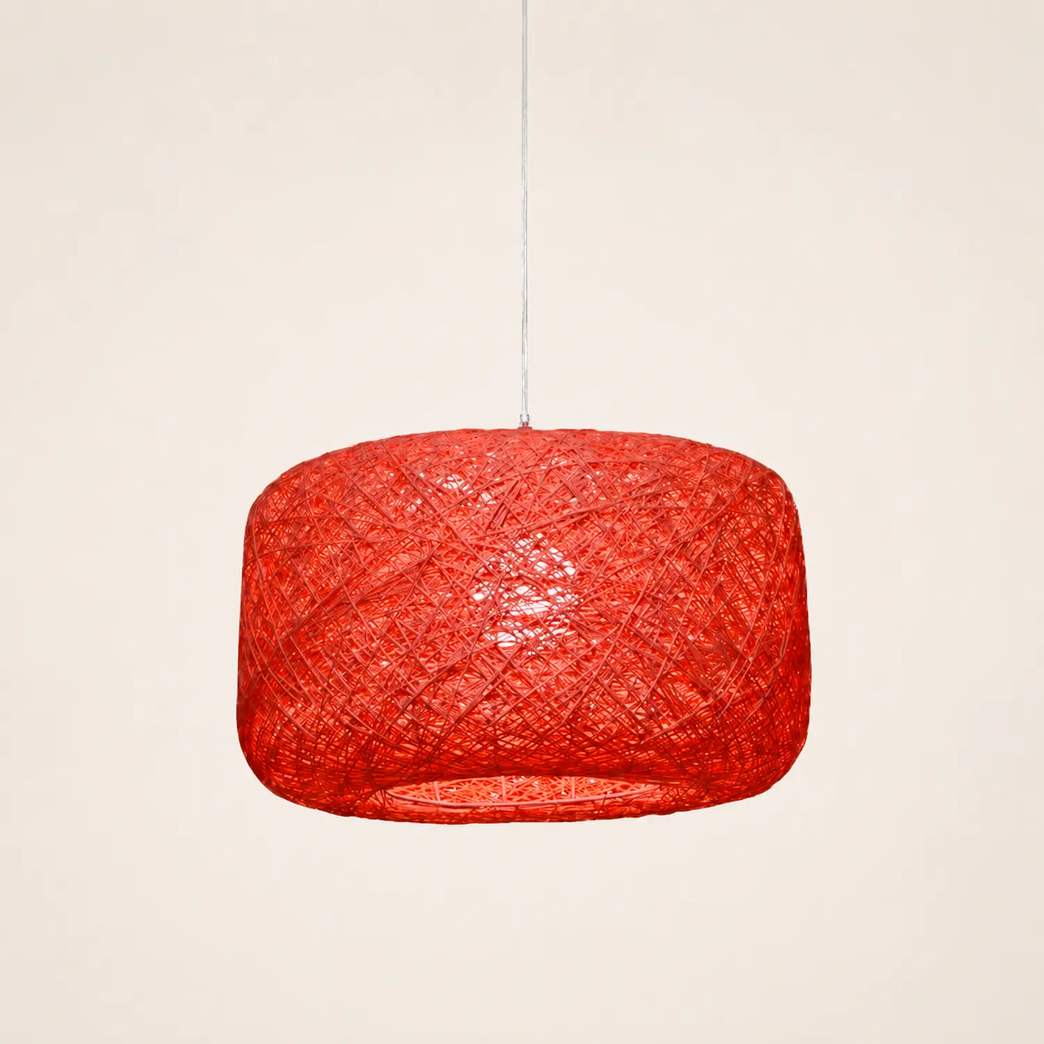 Natural Cylindrical Lantern Rattan Pendant Light, Hallway - Lumpaz