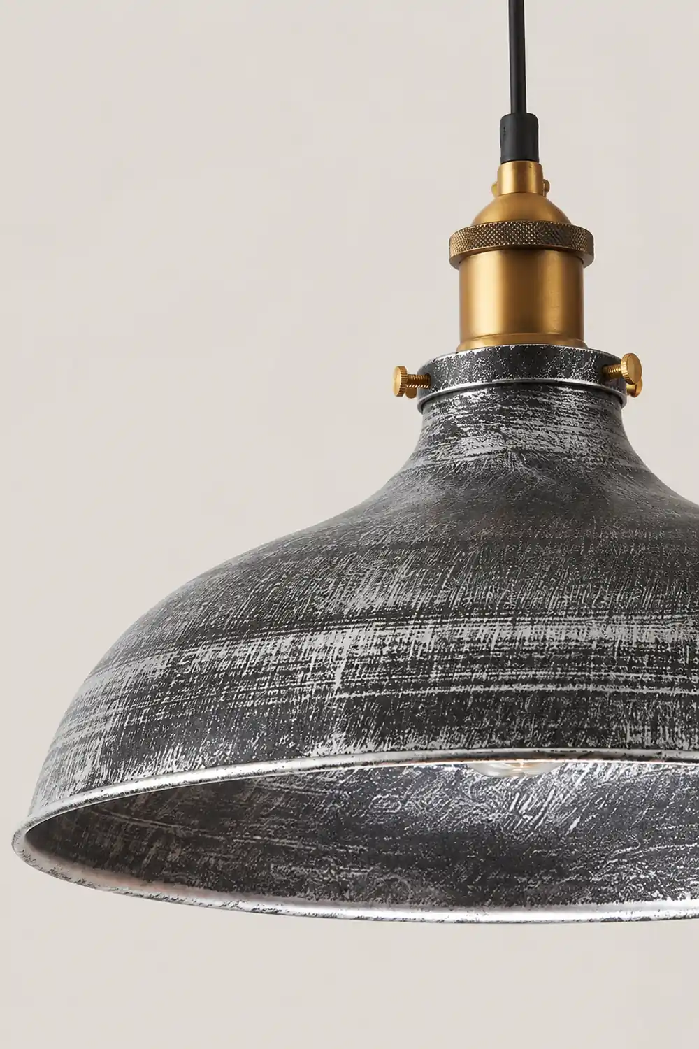Alessio Distressed Bowl Metal Pendant Light, Dining Room, Hallway - Lumpaz