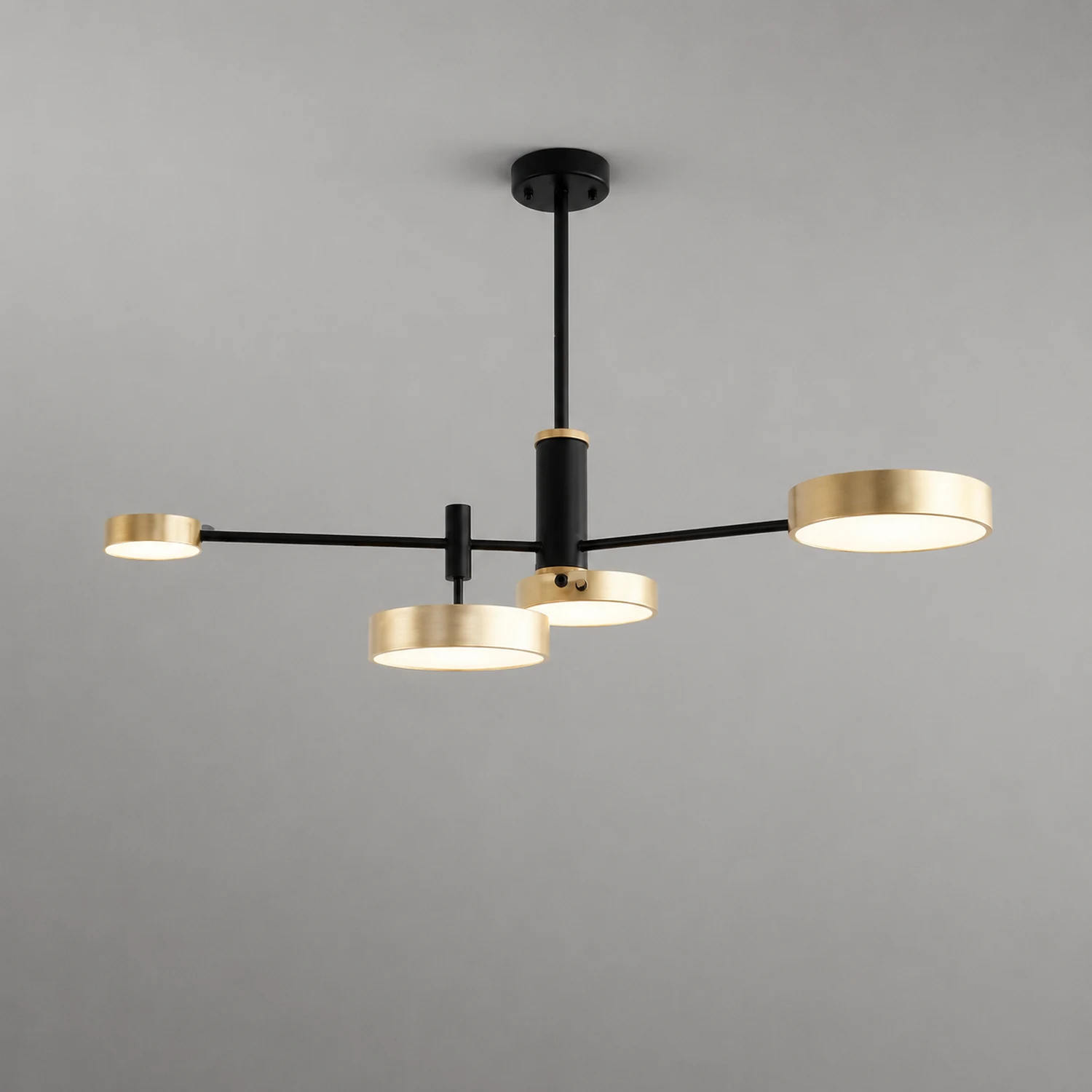 Sienna Pendant Light LED, Metal & Wood, Gray/White/Gold - Lumpaz