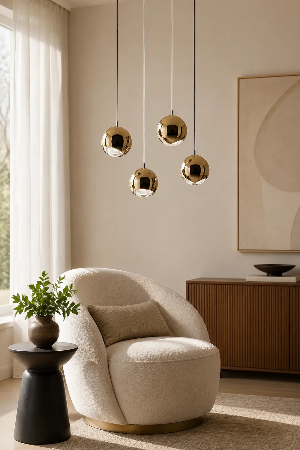 Valentina Modern Metal Ball Pendant Light, Silver/Gold - Lumpaz