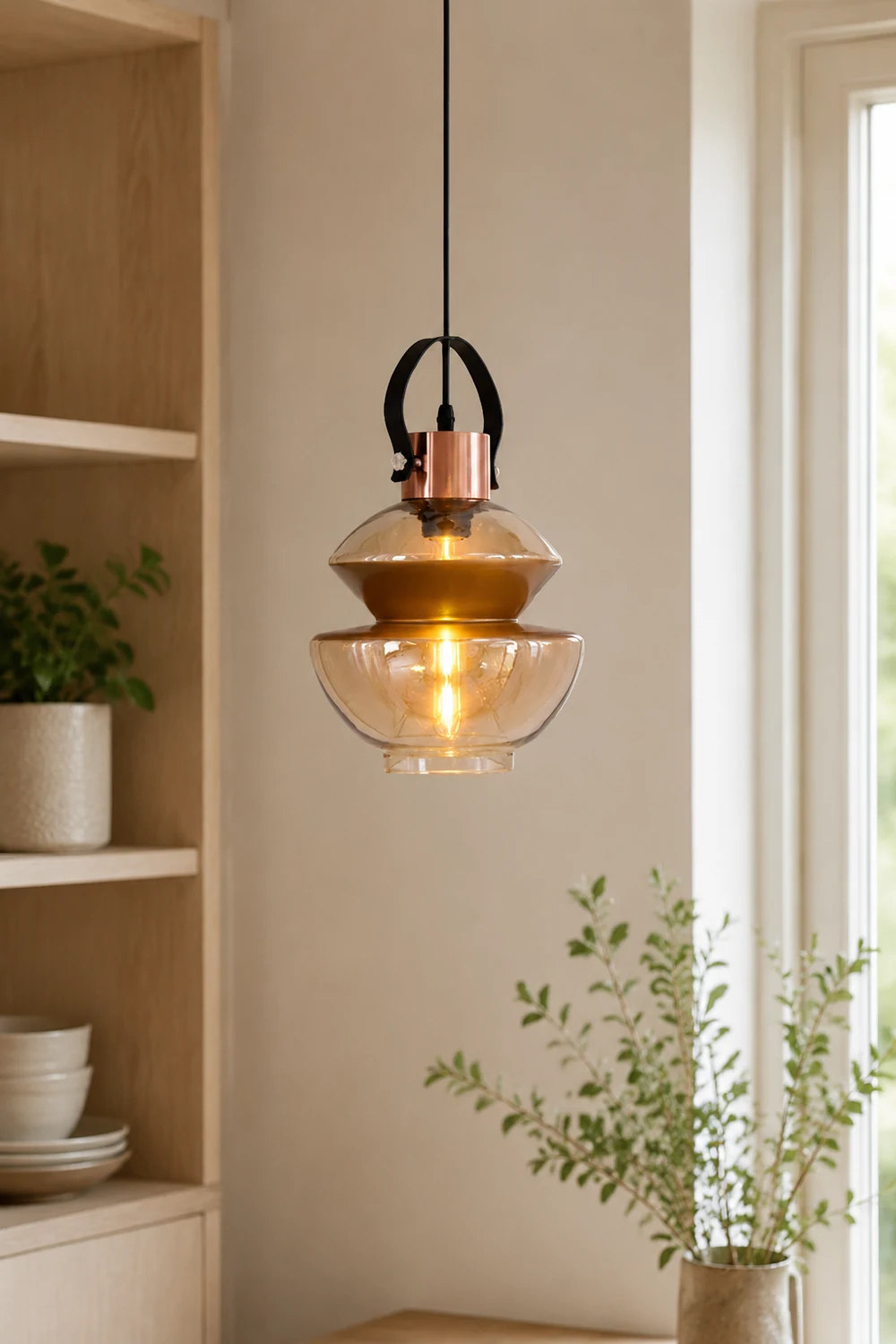 Alessio Copper Clear Glass Pendant Light - Lumpaz