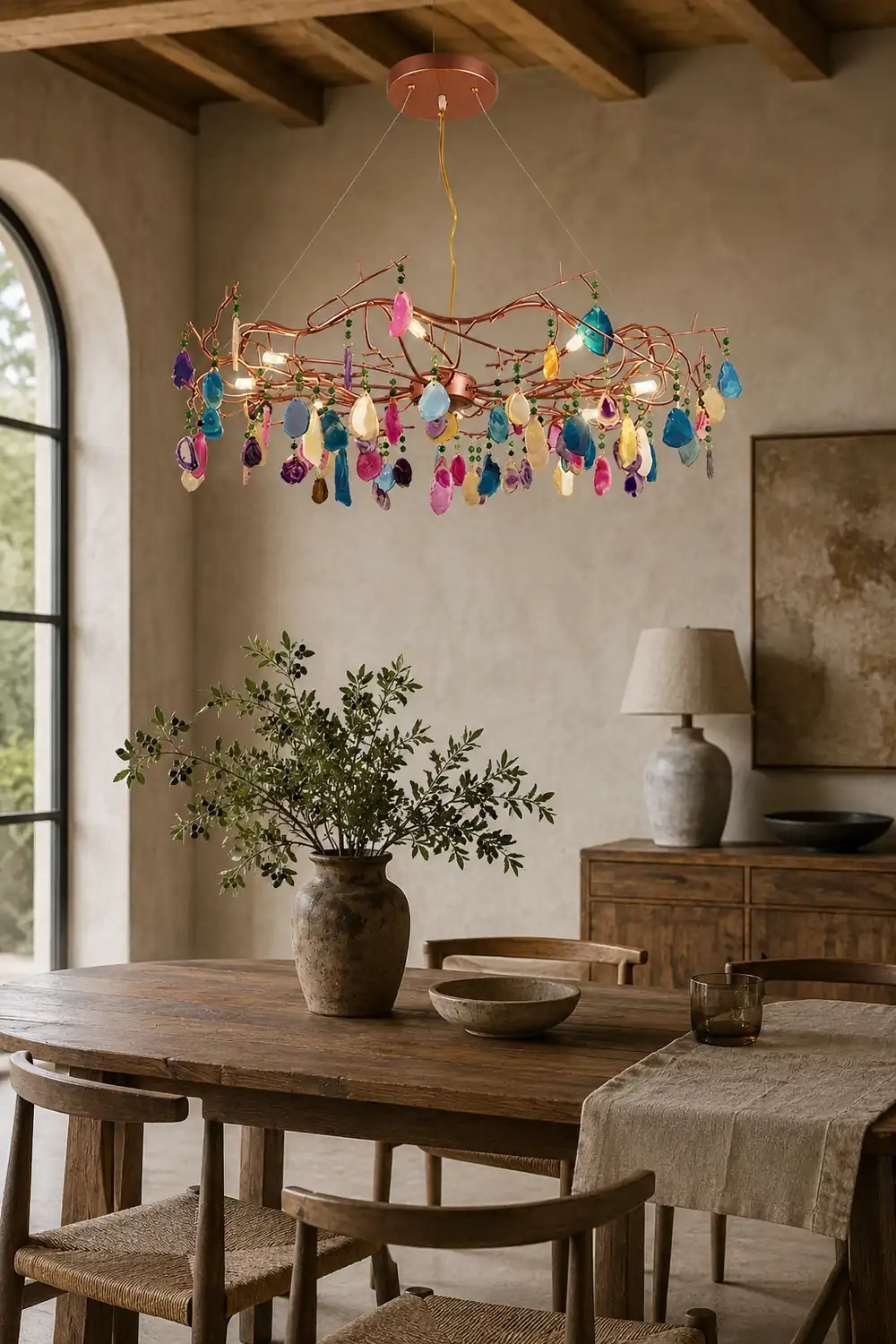 Morandi Art Deco Agate Stone colorful Pendant Light - Lumpaz