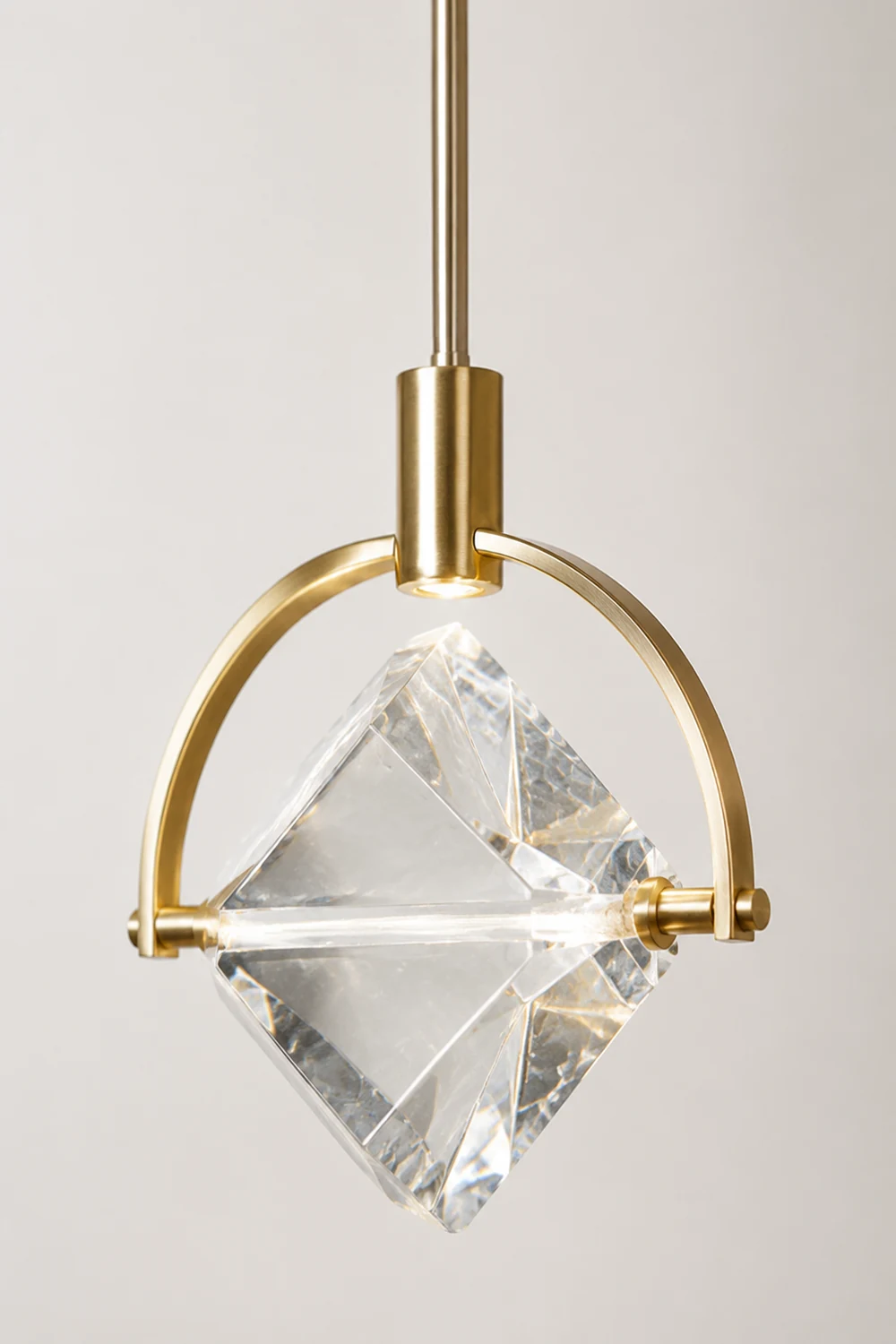 Kristy Modern Luxury Geometry Metal/Crystal Pendant Light, Gold - Lumpaz