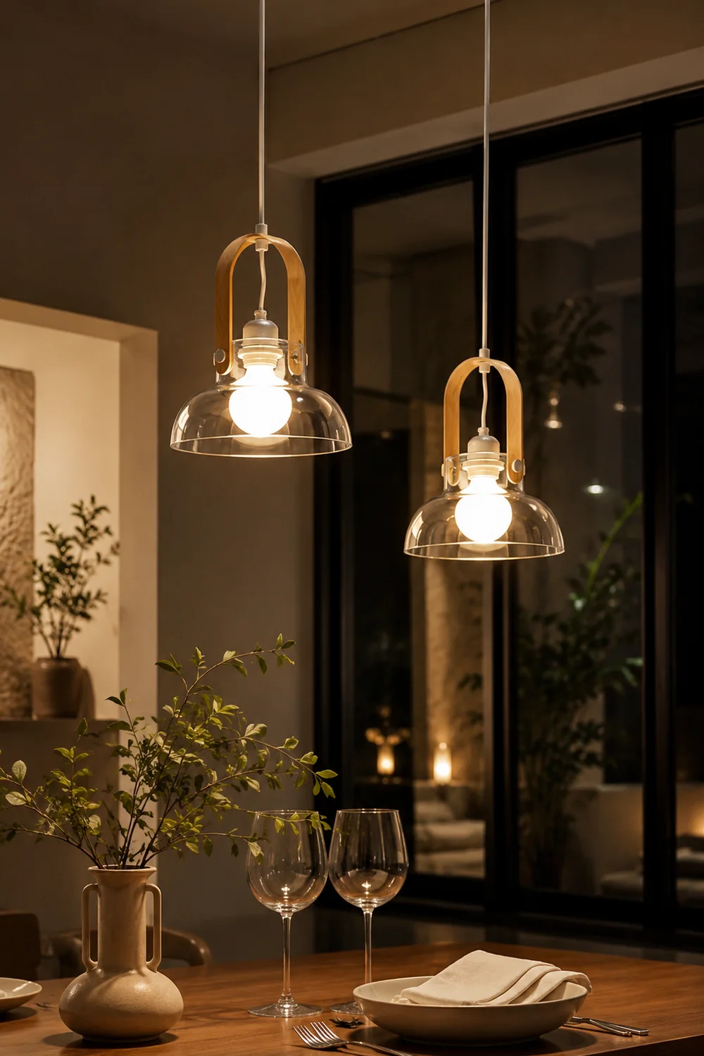 Hailie Minimalist Bowl Shaped Glass Pendant Light, Clear - Lumpaz