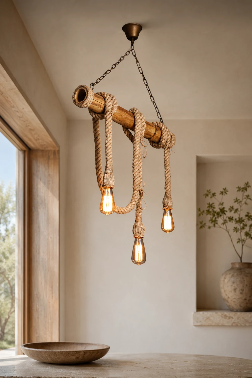 Alessio Vintage Retro Resin Pendant Light, flaxen - Lumpaz