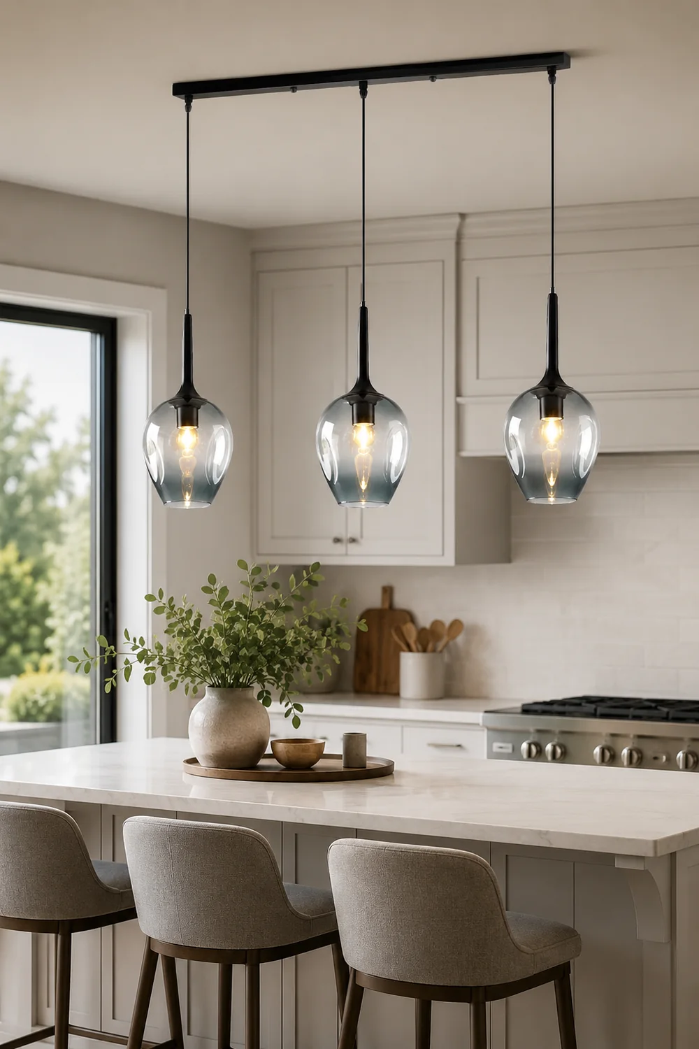 Hailie Modern Globo Glass Pendant Lignt, Clear/Amber/Blue/Gray/Smoke/Gray - Lumpaz