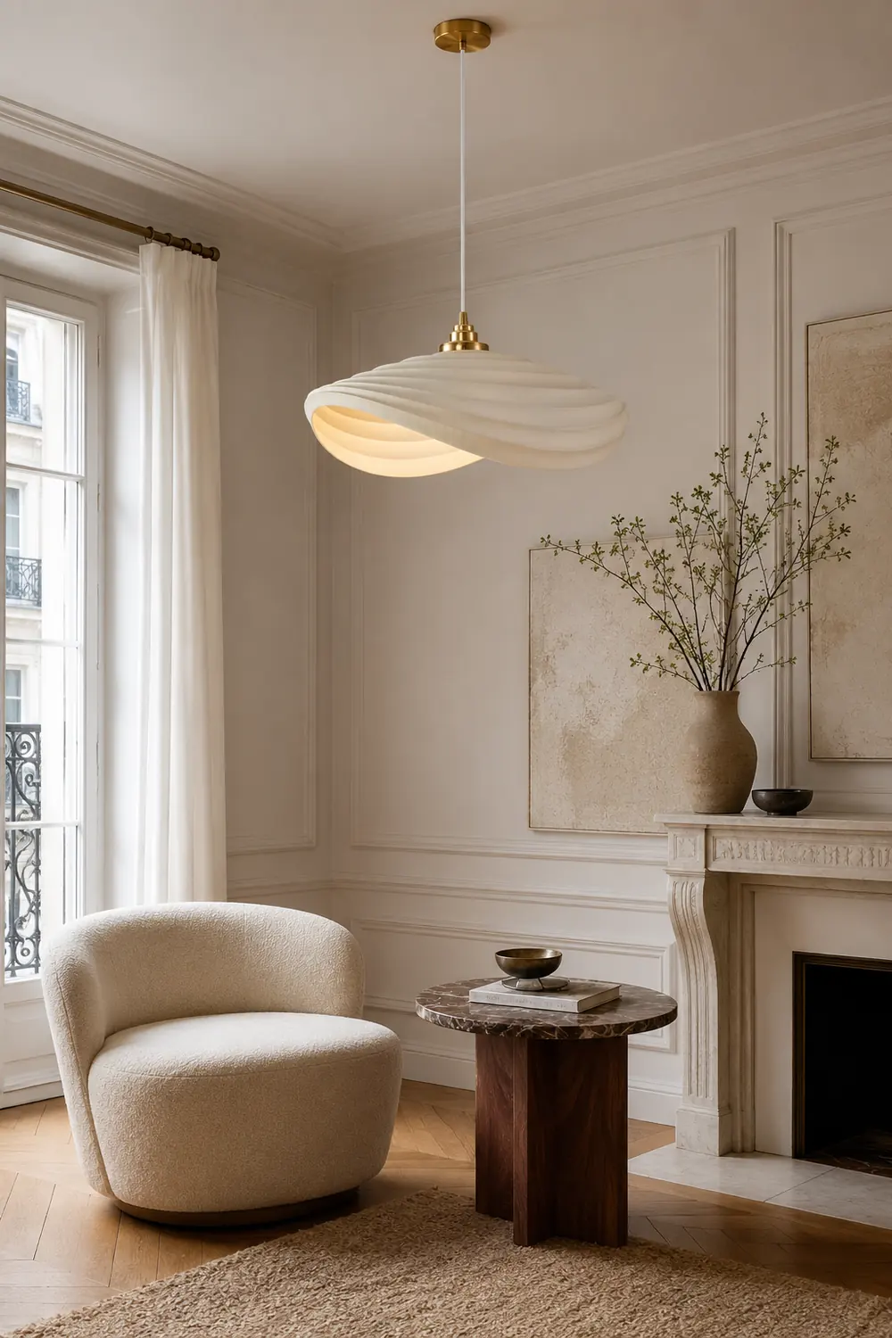Renée Wabi-Sabi Minimalisme Ripple Pendant Light, Resin&Metal - Lumpaz