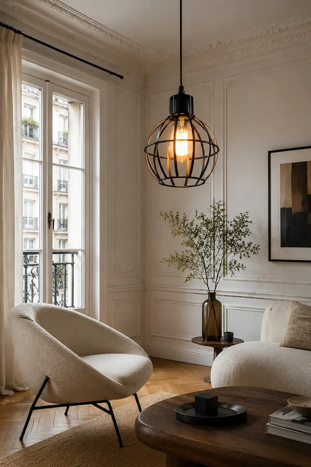 Alessio Industrial Metal Cage Pendant Light, Black - Lumpaz