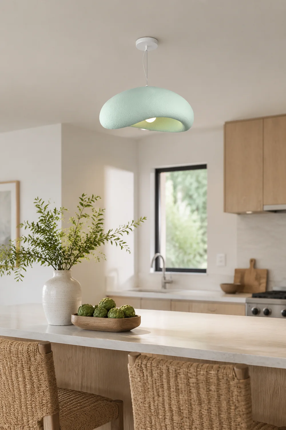 Byers Minimalist Cobblestone Shape Pendant Light, Blue/Gray - Lumpaz