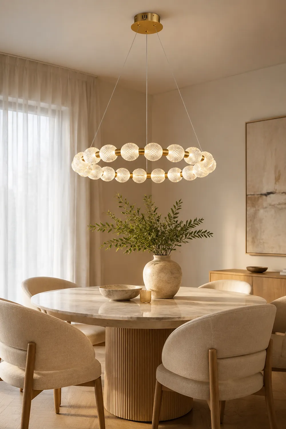 Marilyn Design Ring Metal Pendant Light, Gold, Aluminium/Acrylic - Lumpaz