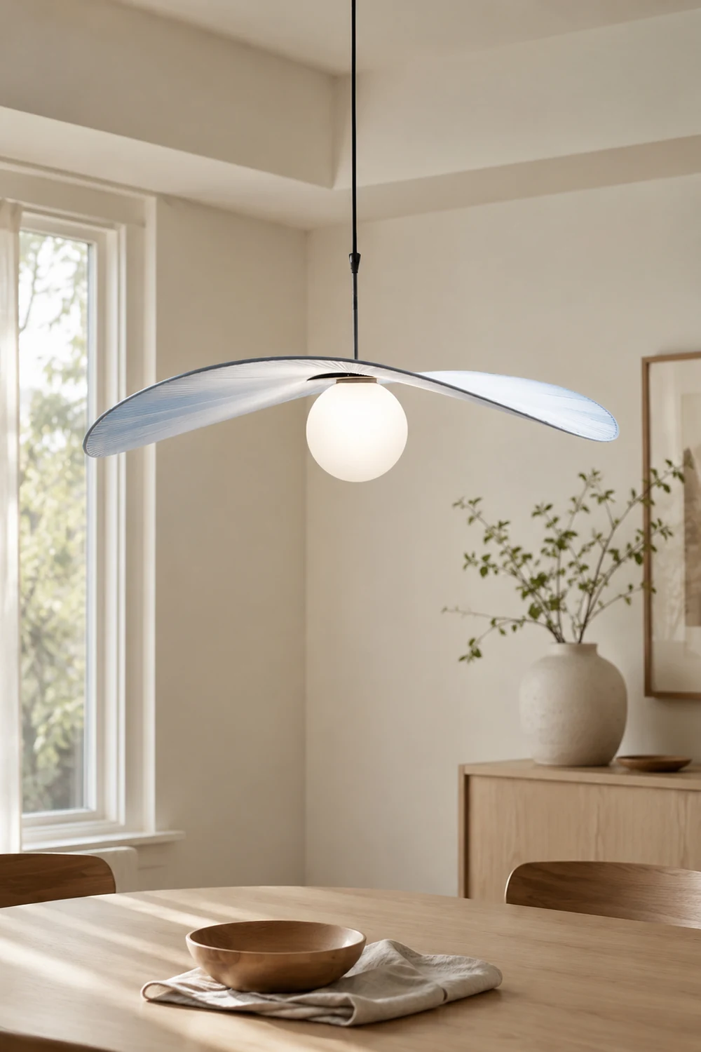 Modern LED Metal/Fabric Pendant Light Blue/White Living Room - Lumpaz