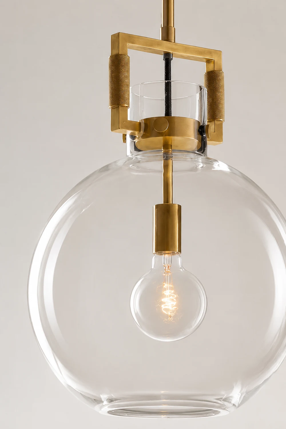 Cairns Modern Geometric Glass/Metal Pendant Light, Brass - Lumpaz