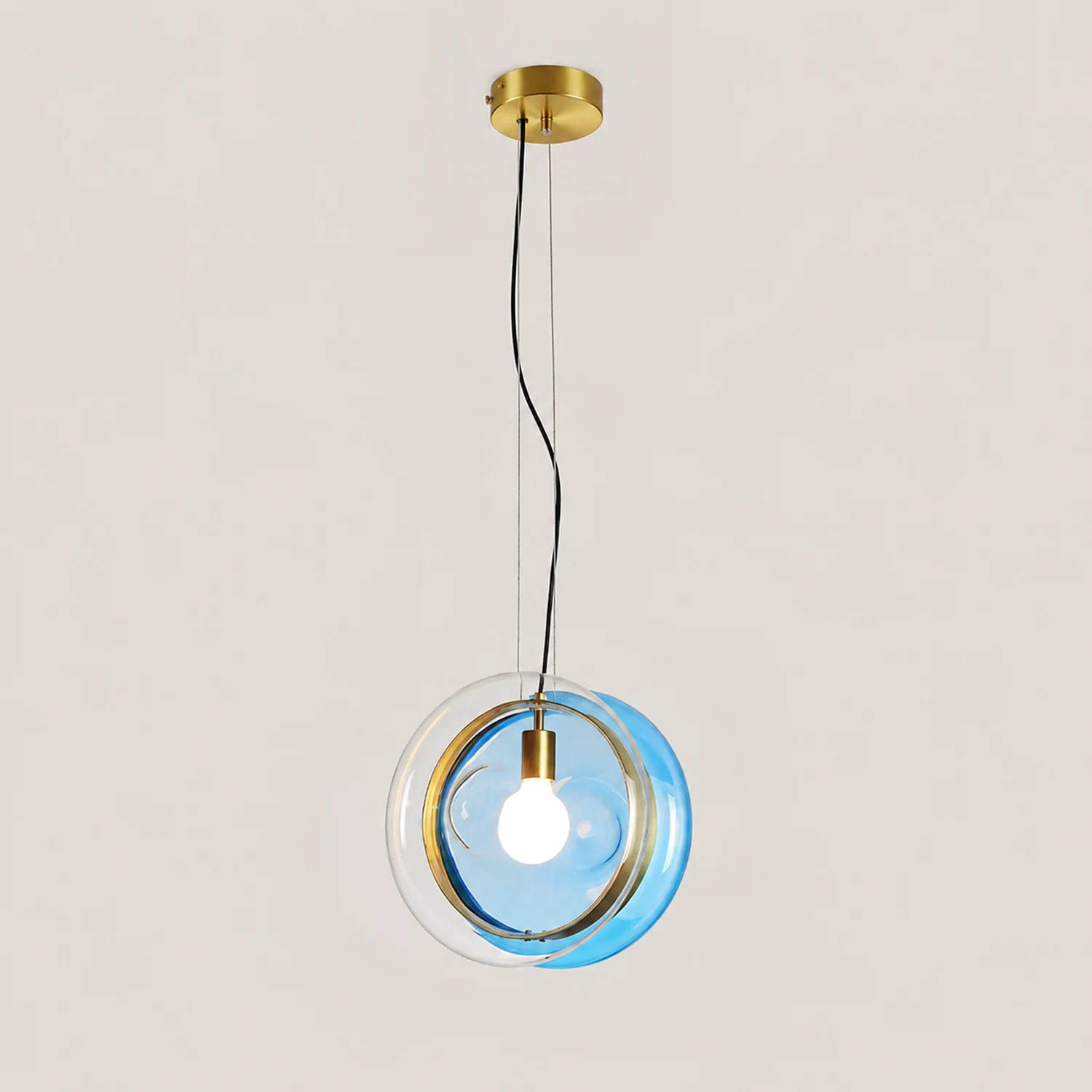 Hailie Art Round Glass Pendant Light, Metal&Glass, 6 Color - Lumpaz