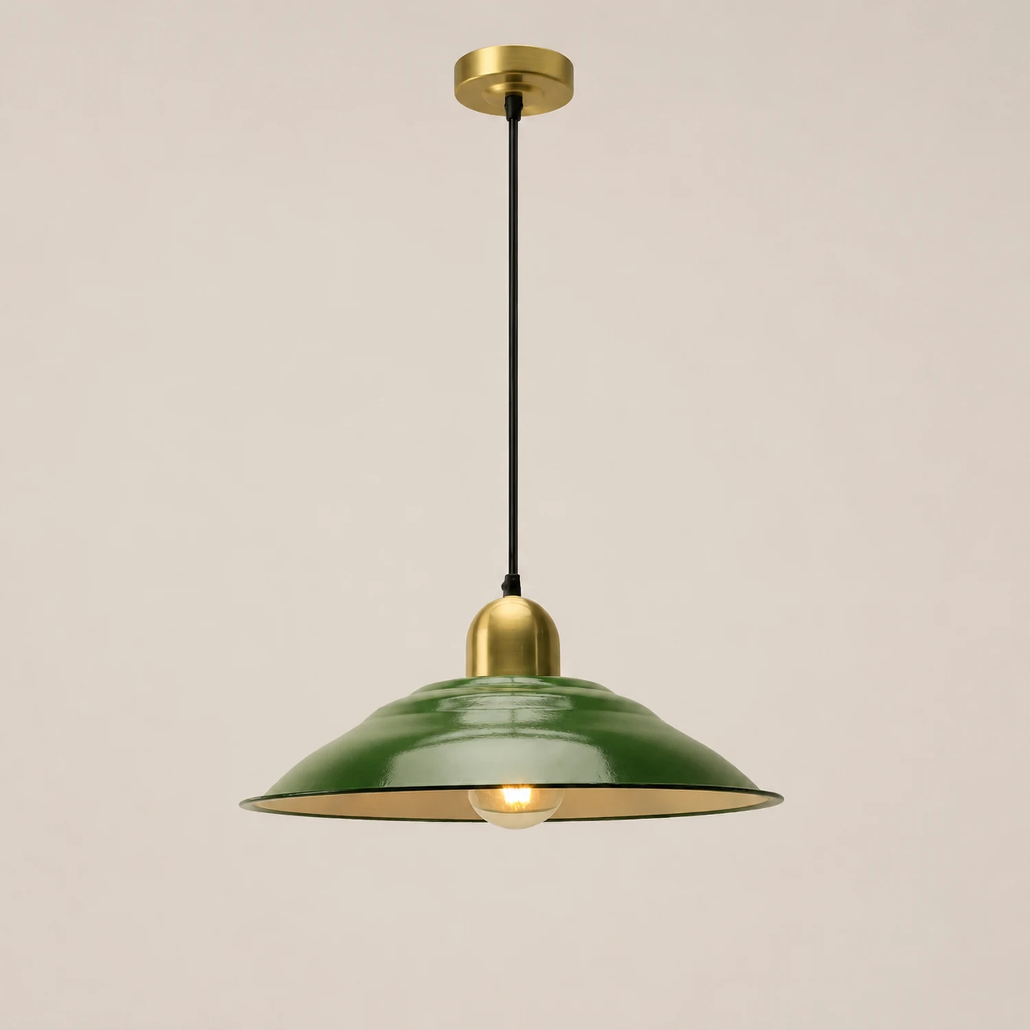 Cairns Vintage Metal Arched Pendant Light, Green - Lumpaz
