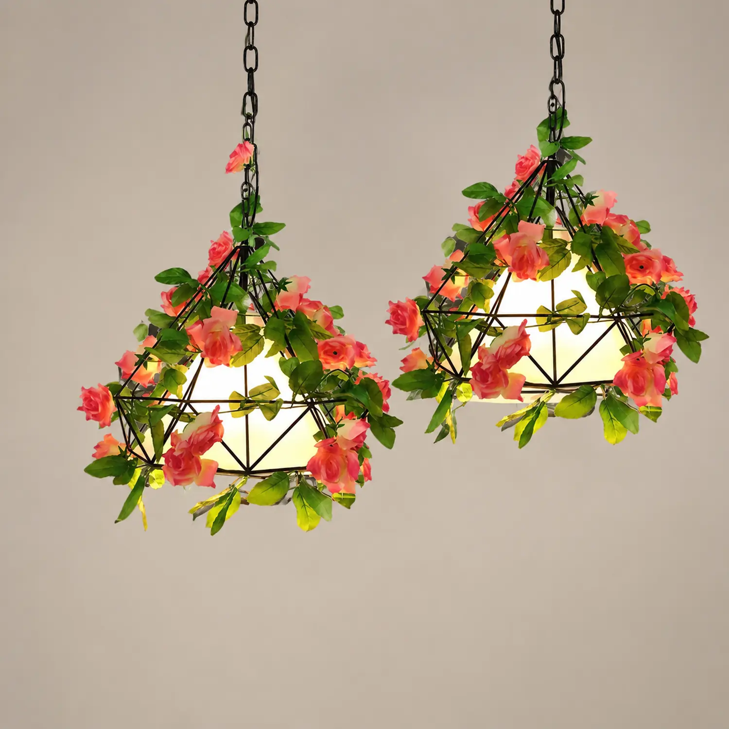 Nest Natural Decorative Flower Metal Pendant Light, Pink - Lumpaz