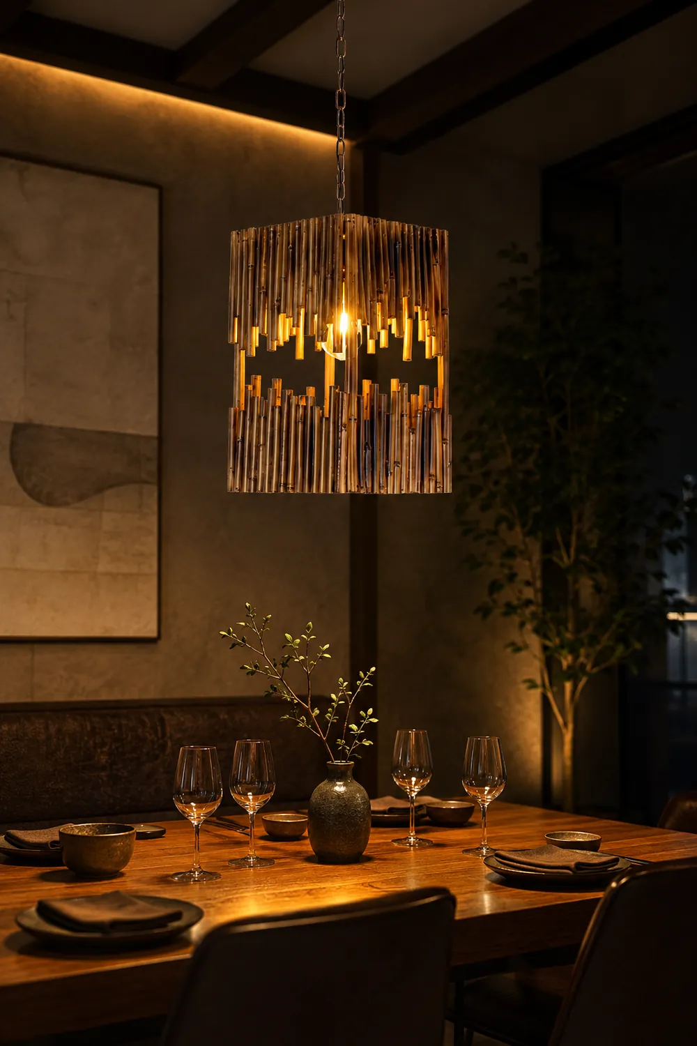 Austin Retro Rectangular Metal/Wood Pendant Light - Lumpaz