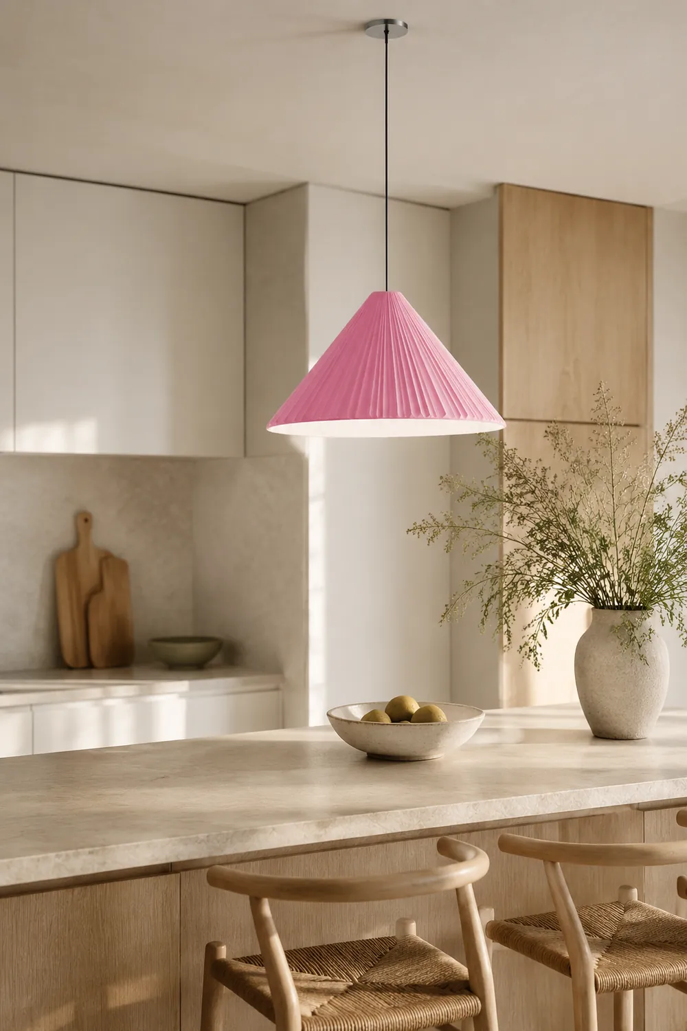 Cairns Modern Nordic Triangle Metal/Resin Pendant Light, White/Pink/Blue - Lumpaz