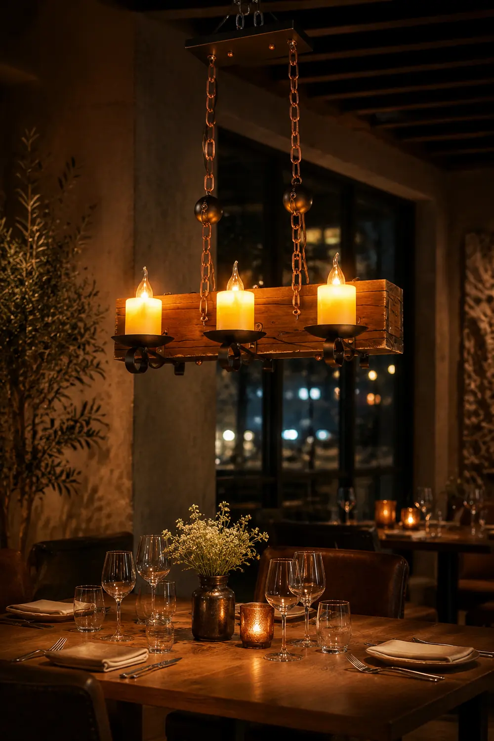 Austin Retro Rectangular Metal/Wood Pendant Light, Walnut - Lumpaz