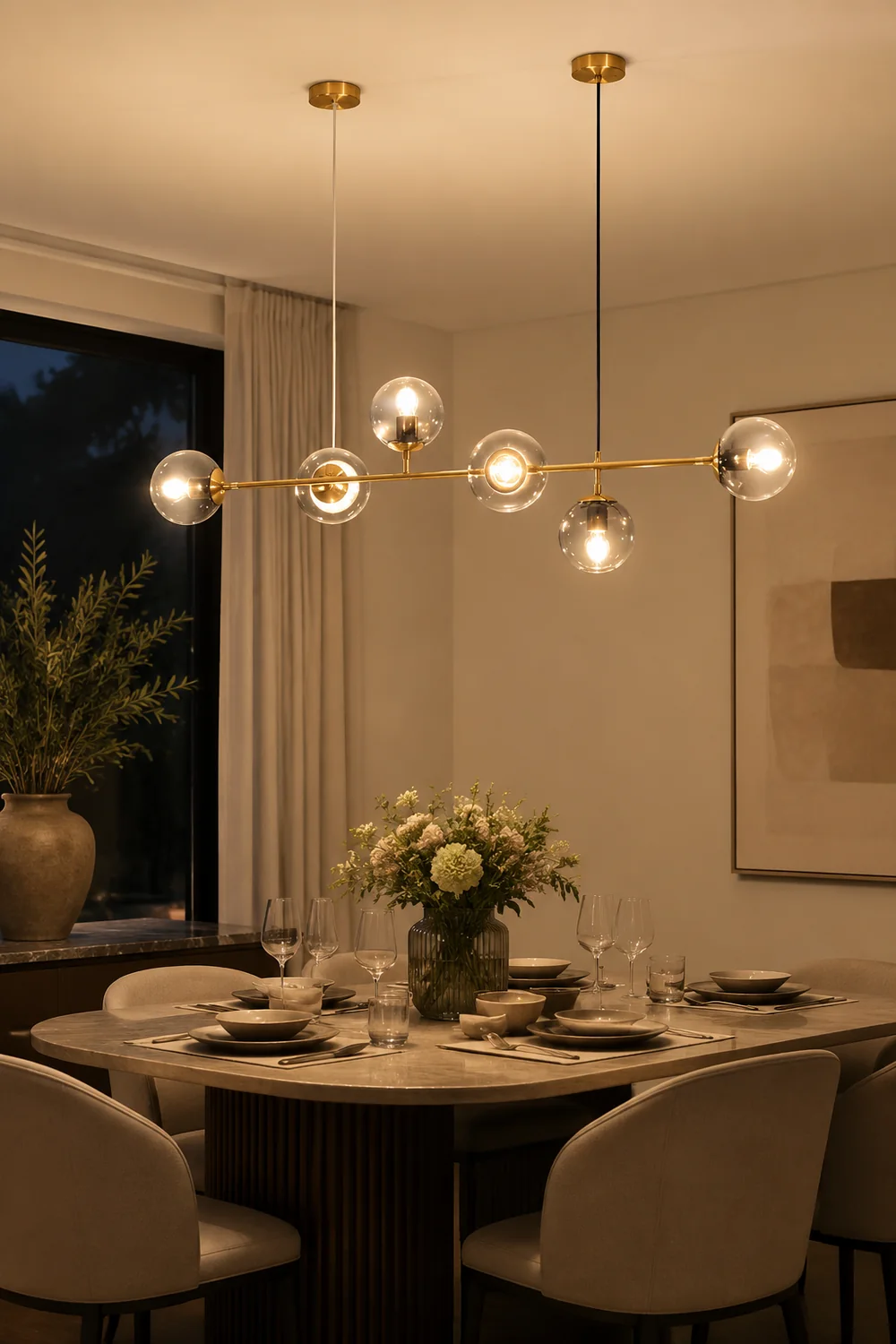 Valentina Modern Bubble Metal/Glass Pendant Light, Gold - Lumpaz