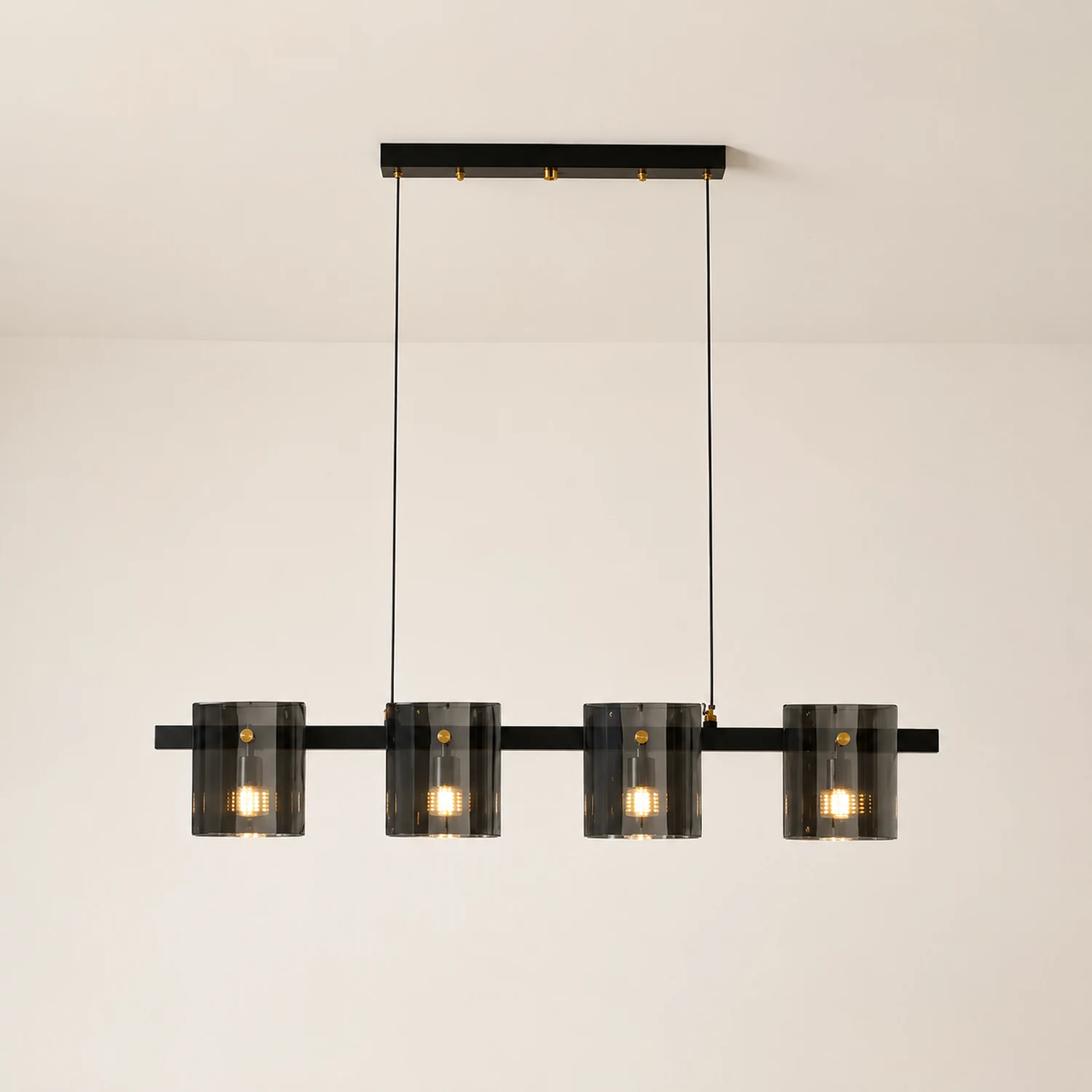 Evette Minimalist Linear Metal Pendant Light, Black/Gold - Lumpaz