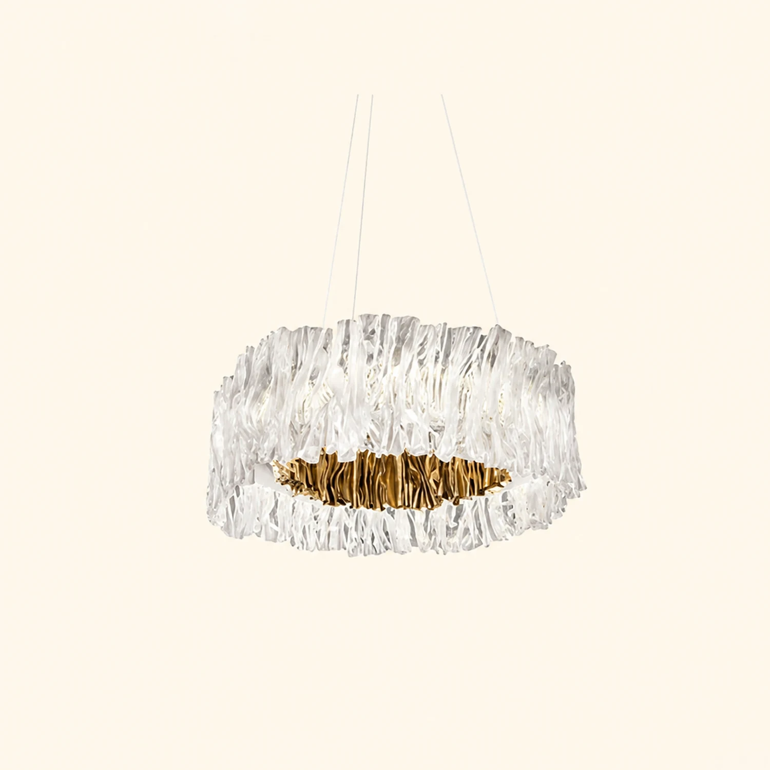 Kristy Modern Luxury Pleated Pendant Light, Circle, Acrylic/Stainless Steel - Lumpaz