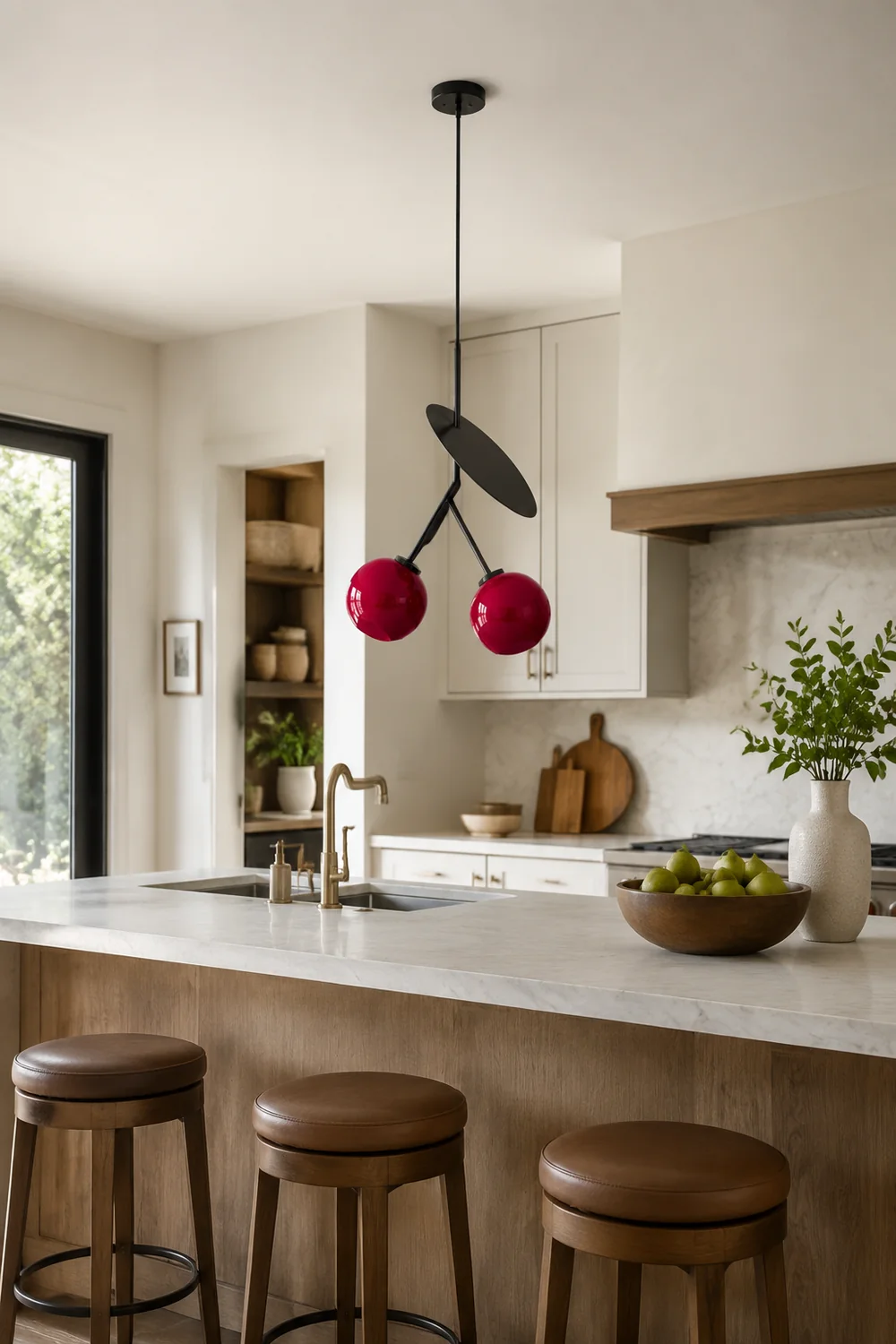 Valentina Cherry Pendant Light, Metal & Glass, 3 Color - Lumpaz