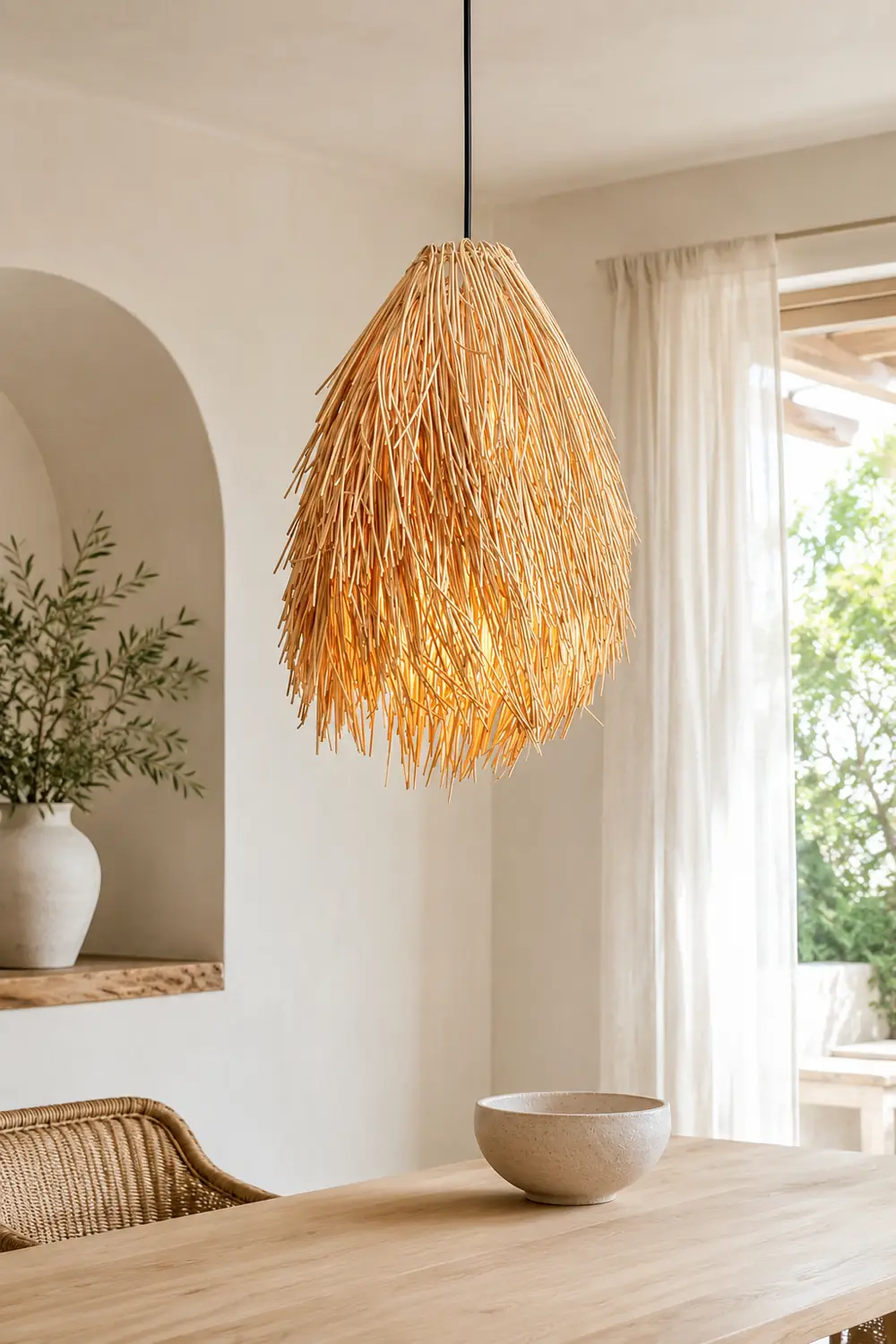 Muto Designer Handmade Weave Pendant Light, Rattan - Lumpaz