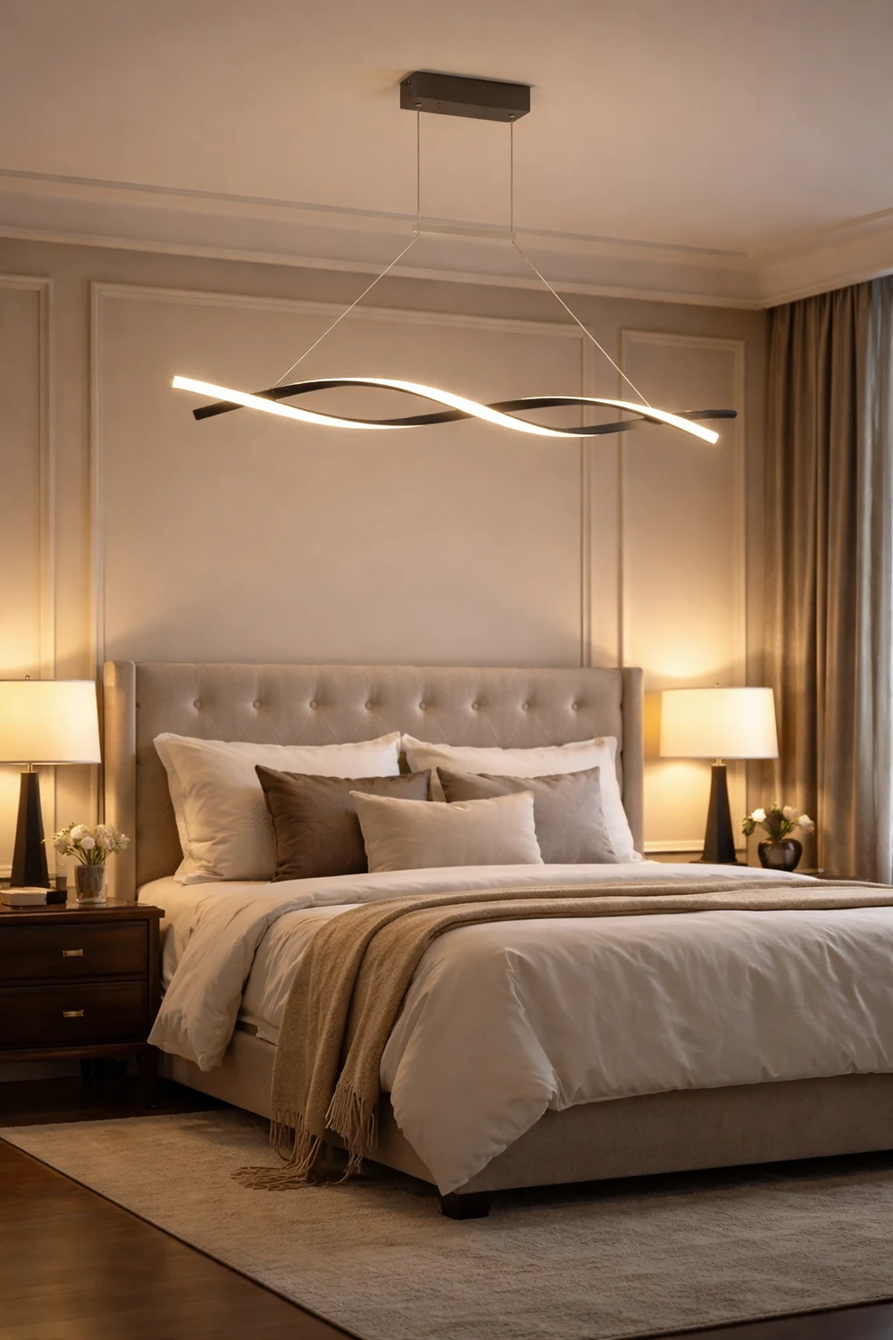 Modern Minimalist Nordic Cross-Curved Metal Pendant Light, Black/Gray - Lumpaz