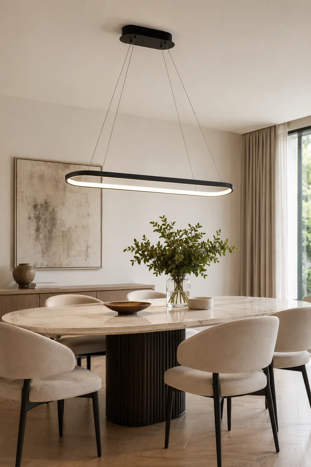 Edge Oval Minimalist Hanging Pendant Light, Black/White/Gold - Lumpaz