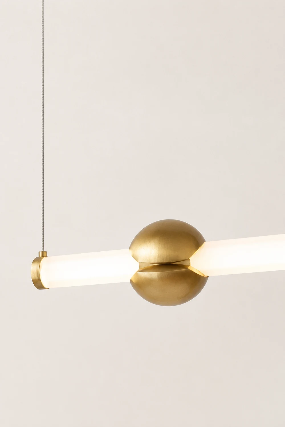 Edge Modern Linear Metal Pendant Light, White/Gold - Lumpaz