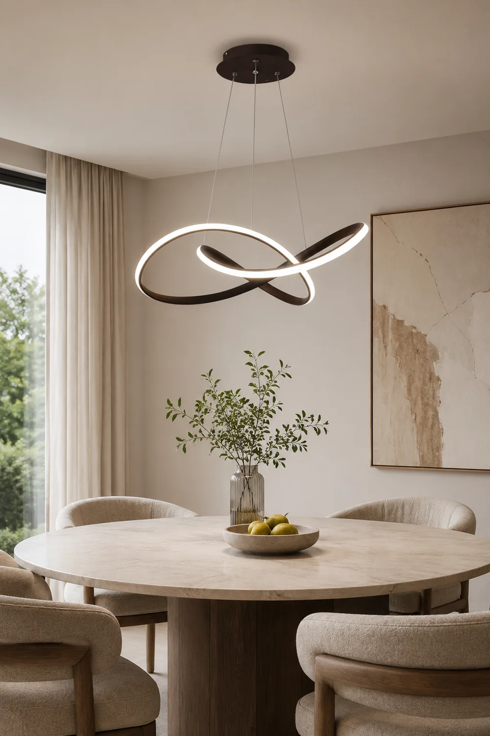 Modern Led Pendant Light, Black/White, Living Room/Bedroom - Lumpaz