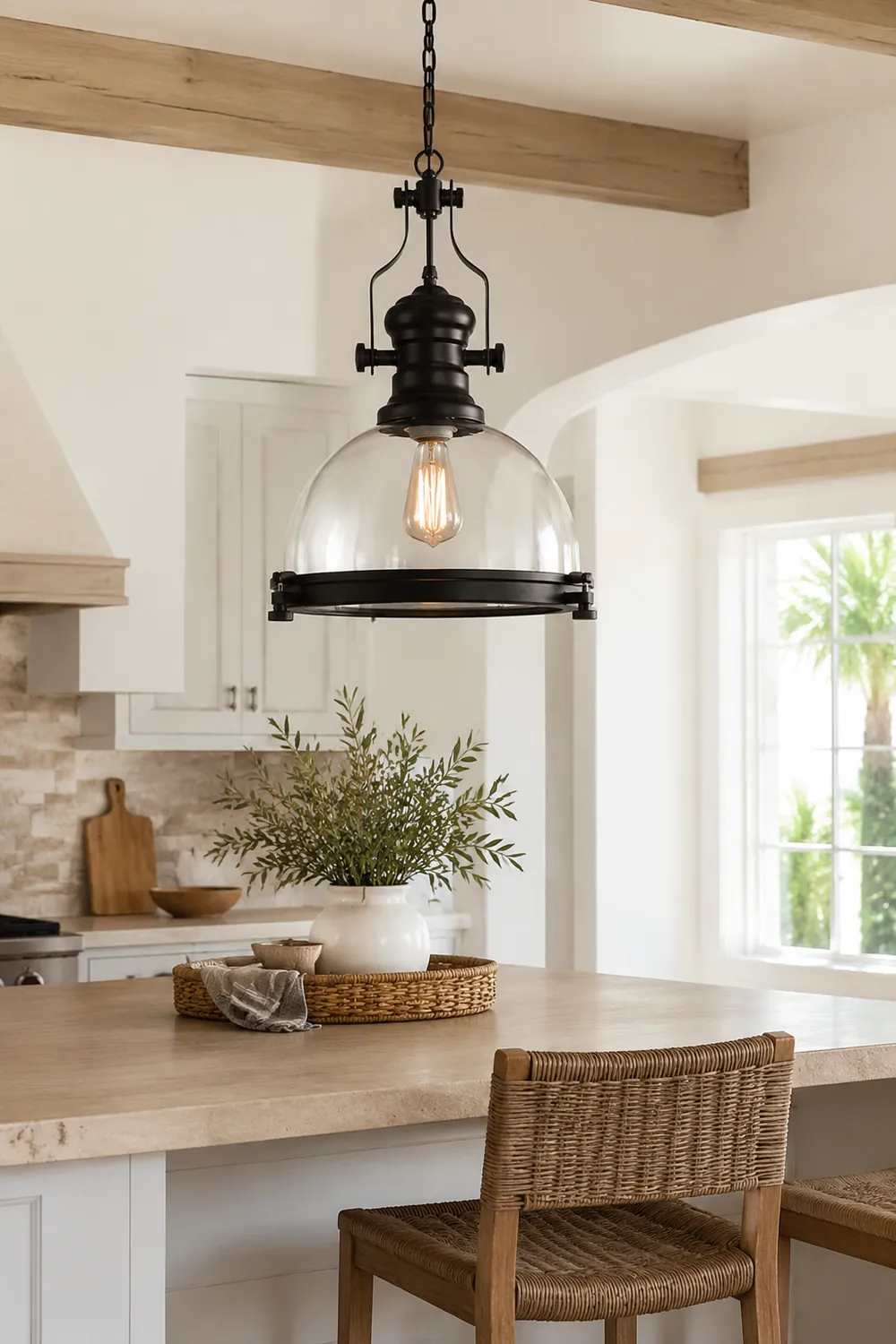 Alessio Vintage Hemispherical Glass Pendant Light, Black - Lumpaz