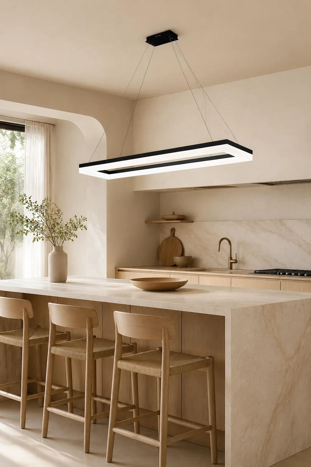 Bouvet Nordic Rectangular Led Pendant Light, Black/White, Acrylic - Lumpaz