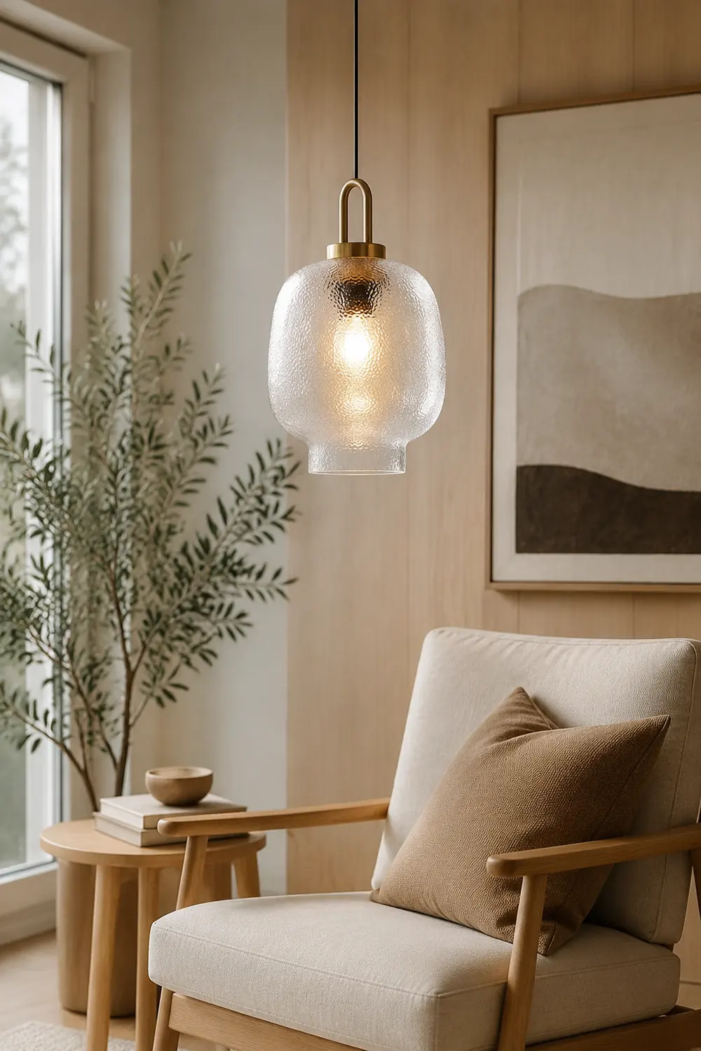 Hailie Minimalist Blown Frosted Glass Pendant Light, Gold - Lumpaz