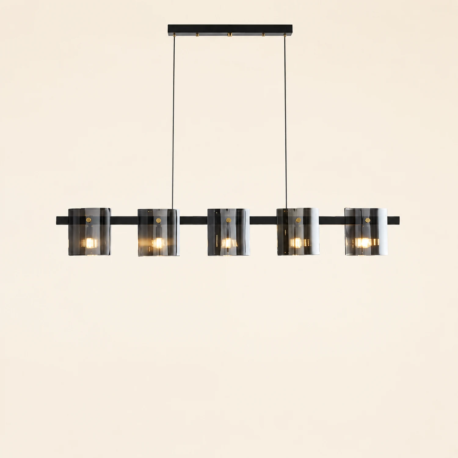 Evette Minimalist Linear Metal Pendant Light, Black/Gold - Lumpaz