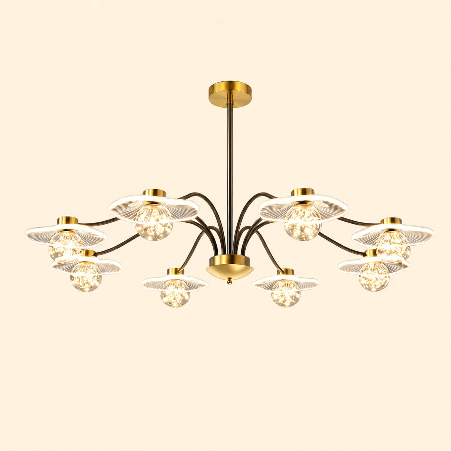 Carins Modern Blown Metal Pendant Light, Gold, Metal/Acrylic/Glass - Lumpaz
