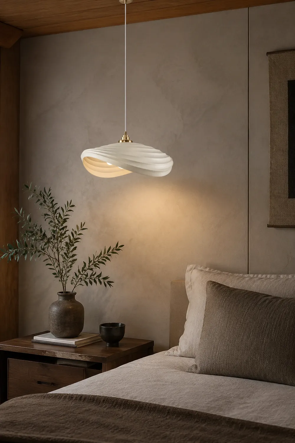Renée Wabi-Sabi Minimalisme Ripple Pendant Light, Resin&Metal - Lumpaz