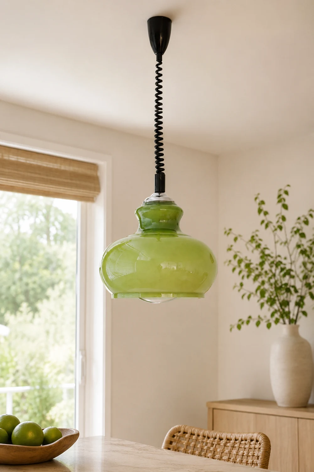 Hailie Retro Simple Adjustable Pendant Light Living Room Green White Brown - Lumpaz