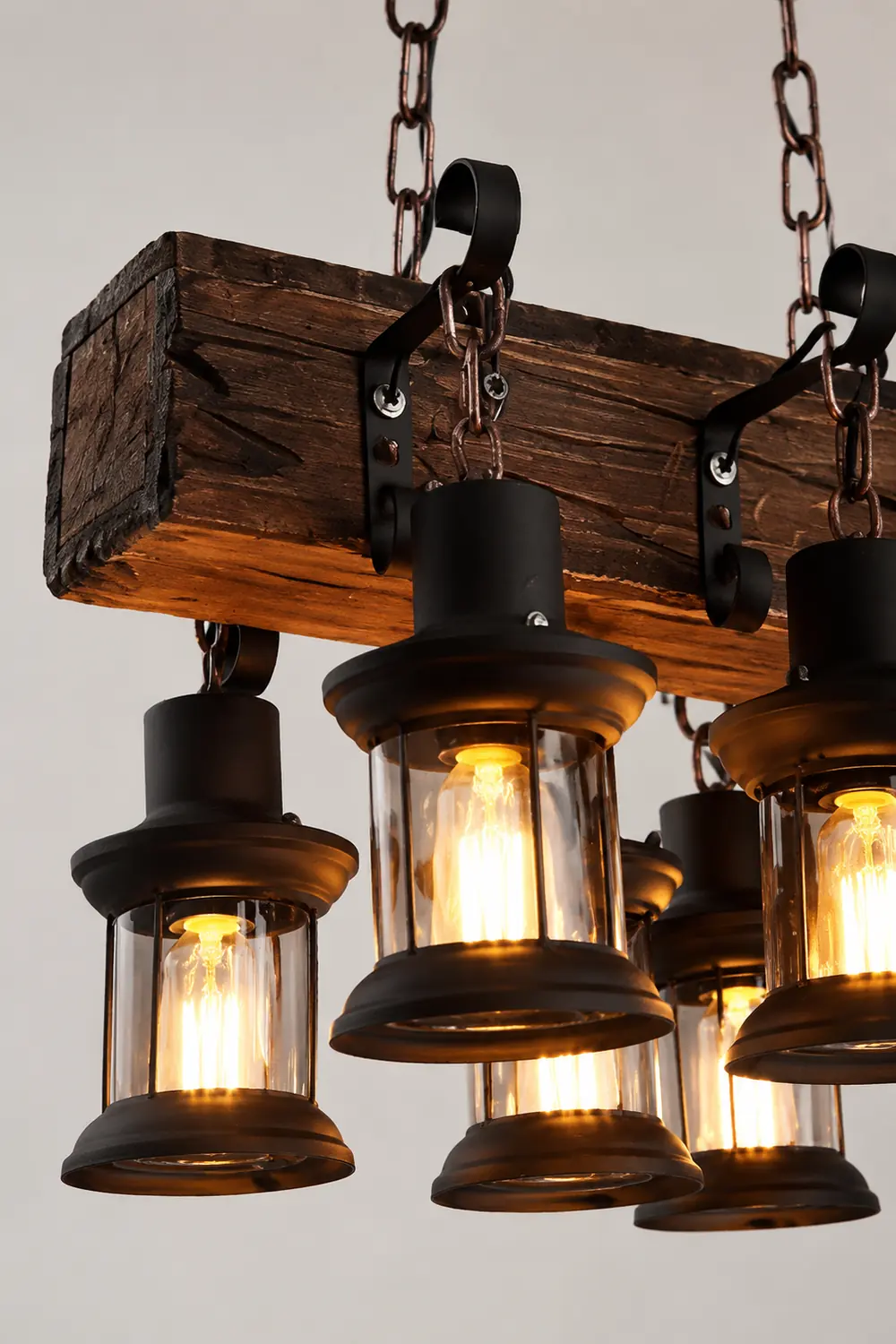Austin Retro Rectangular Metal/Wood Lantern Pendant Light - Lumpaz