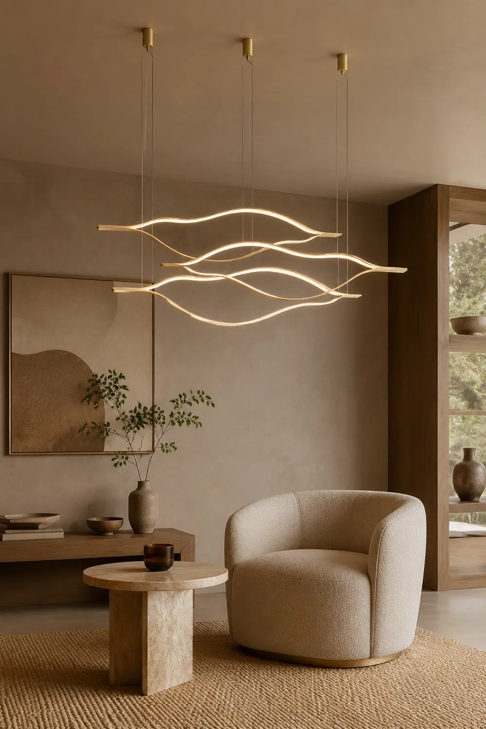 Edge Wave Pendant Light, Gold, 31.5"/39.3"/47.2" - Lumpaz